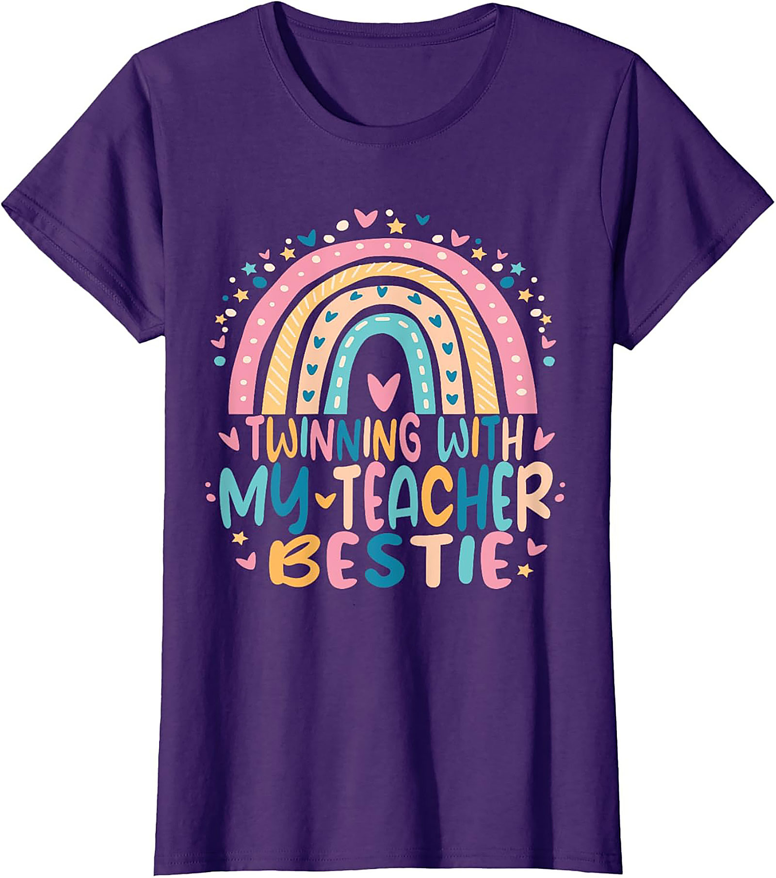 Teacher Bestie T-shirt Funny Rainbow Teacher Graphic Tee