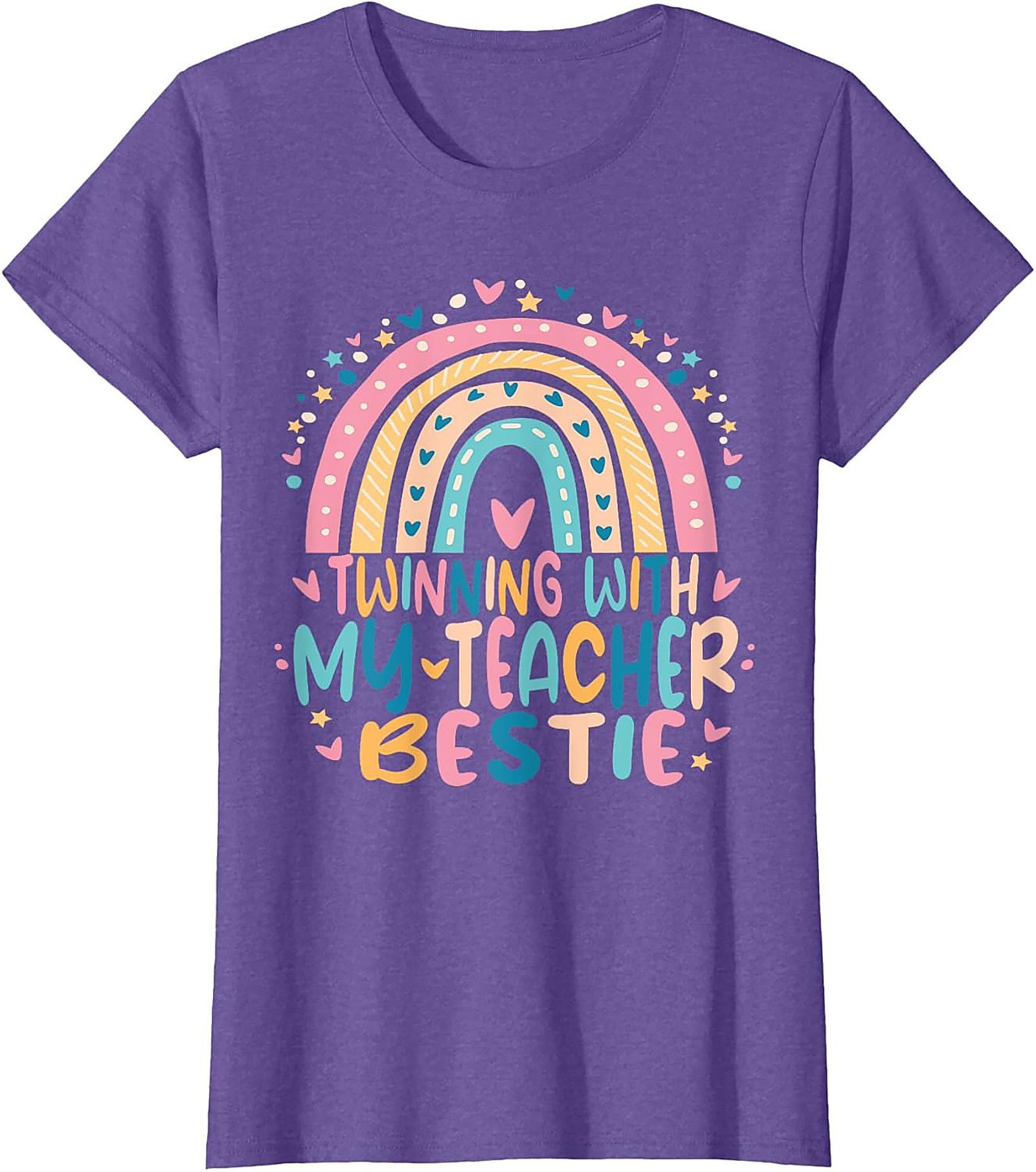 Teacher Bestie T-shirt Funny Rainbow Teacher Graphic Tee