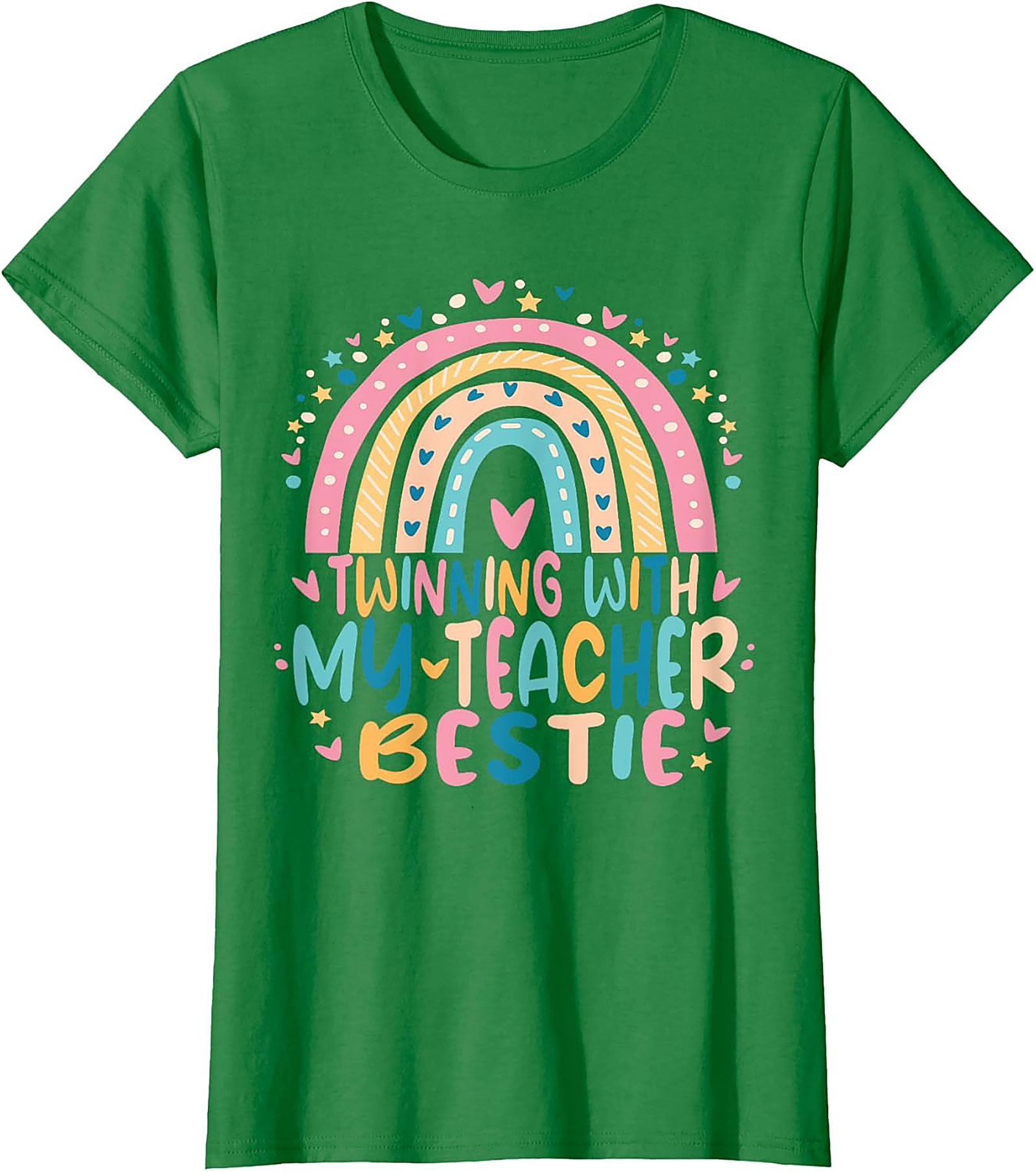 Teacher Bestie T-shirt Funny Rainbow Teacher Graphic Tee