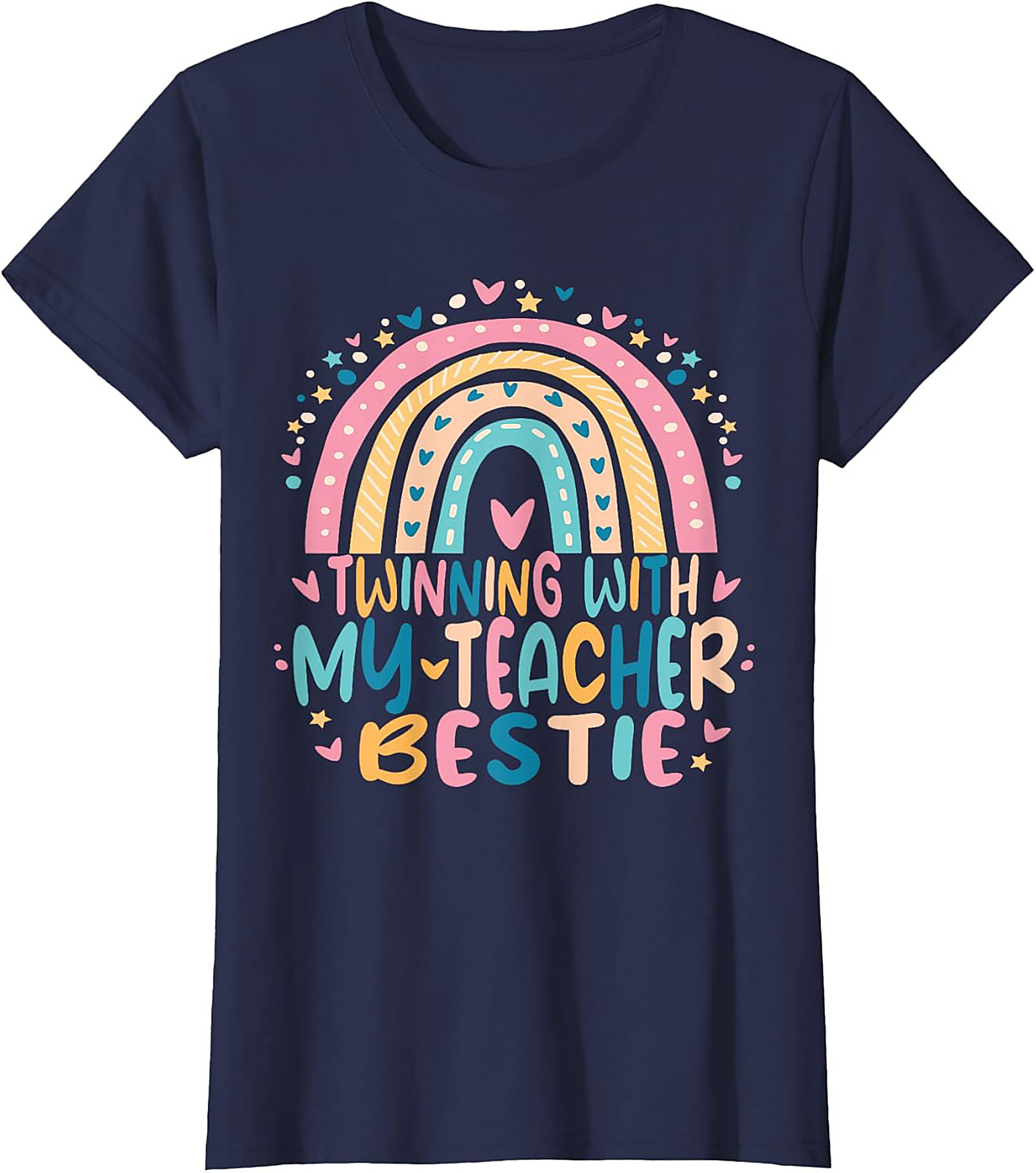 Teacher Bestie T-shirt Funny Rainbow Teacher Graphic Tee