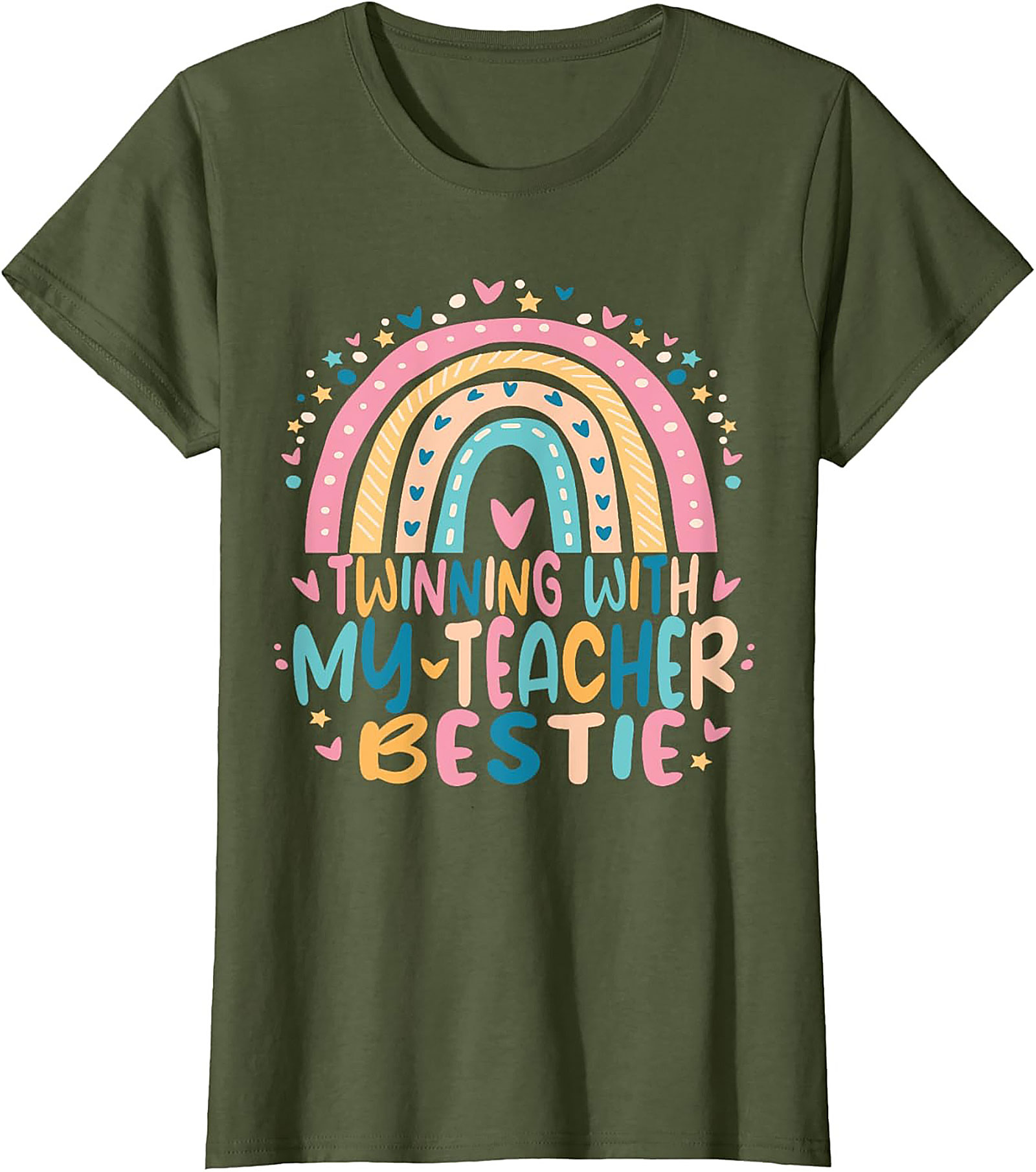 Teacher Bestie T-shirt Funny Rainbow Teacher Graphic Tee
