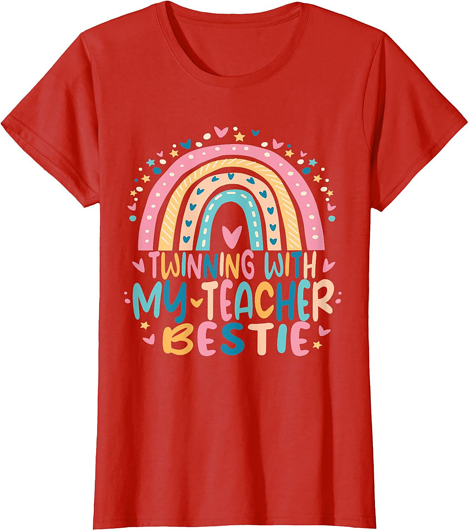 Teacher Bestie T-shirt Funny Rainbow Teacher Graphic Tee