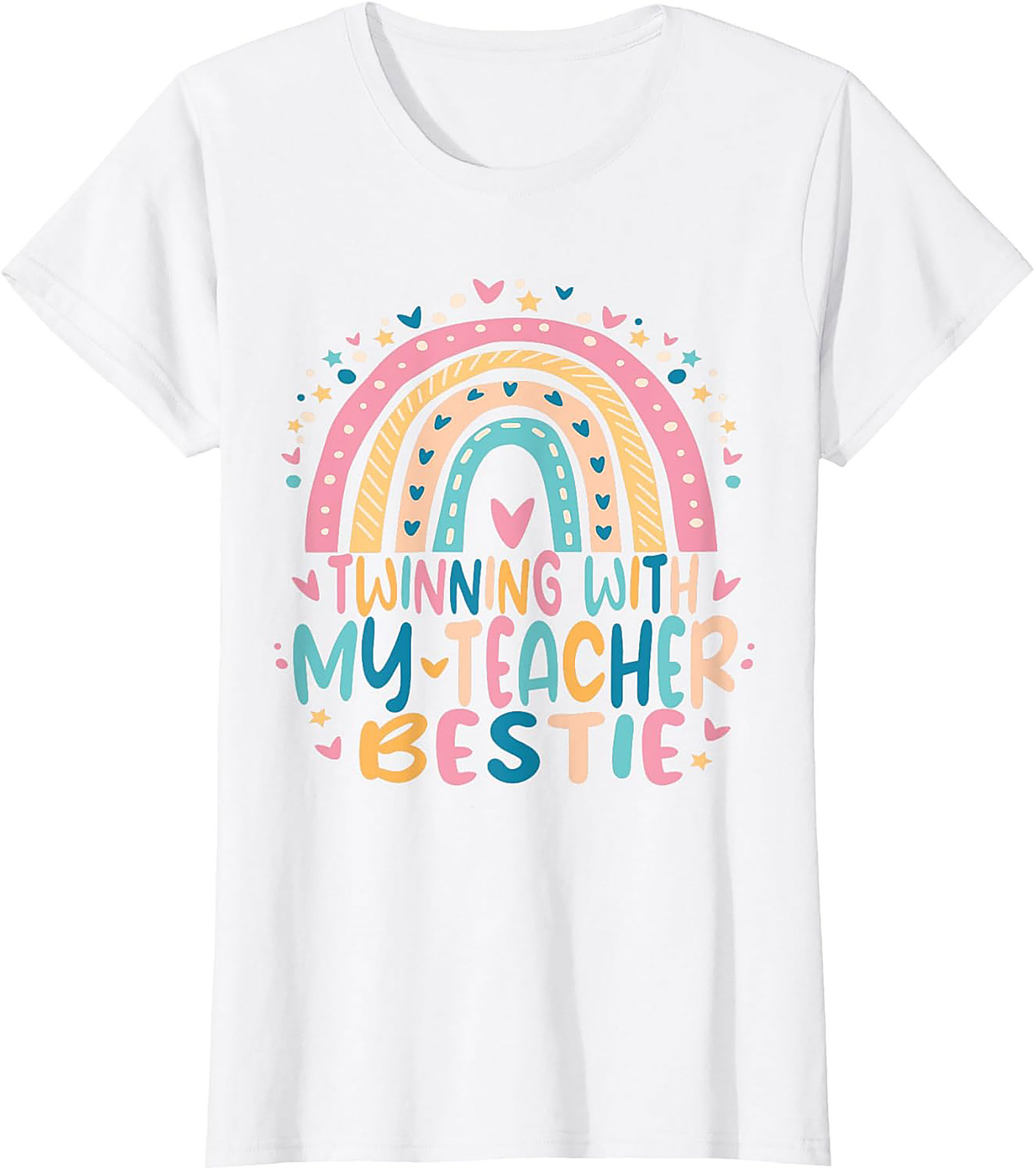 Teacher Bestie T-shirt Funny Rainbow Teacher Graphic Tee