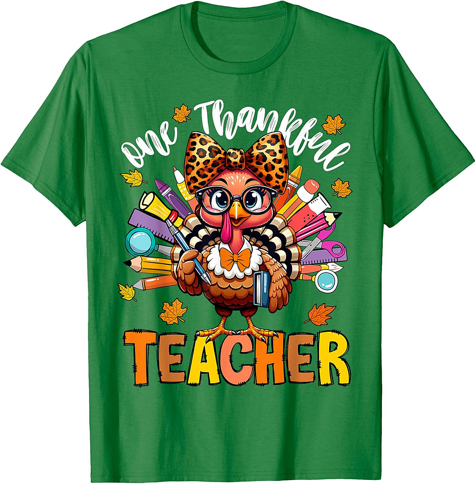 Thankful Teacher T-shirt Cute Turkey Funny Graphic Tee