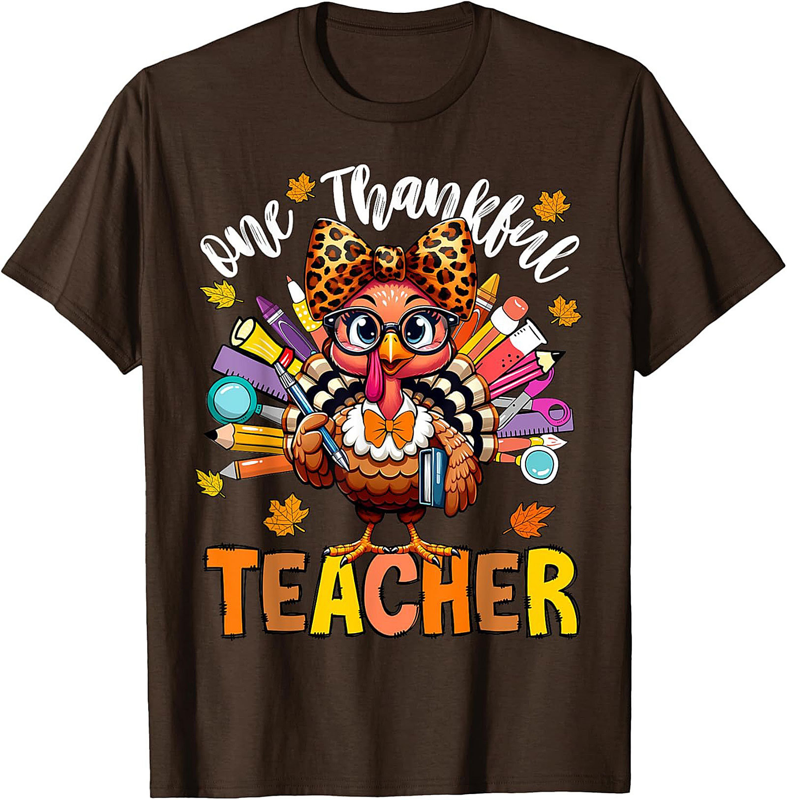 Thankful Teacher T-shirt Cute Turkey Funny Graphic Tee