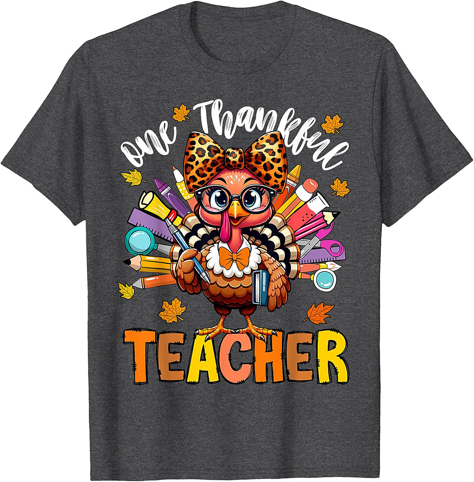 Thankful Teacher T-shirt Cute Turkey Funny Graphic Tee