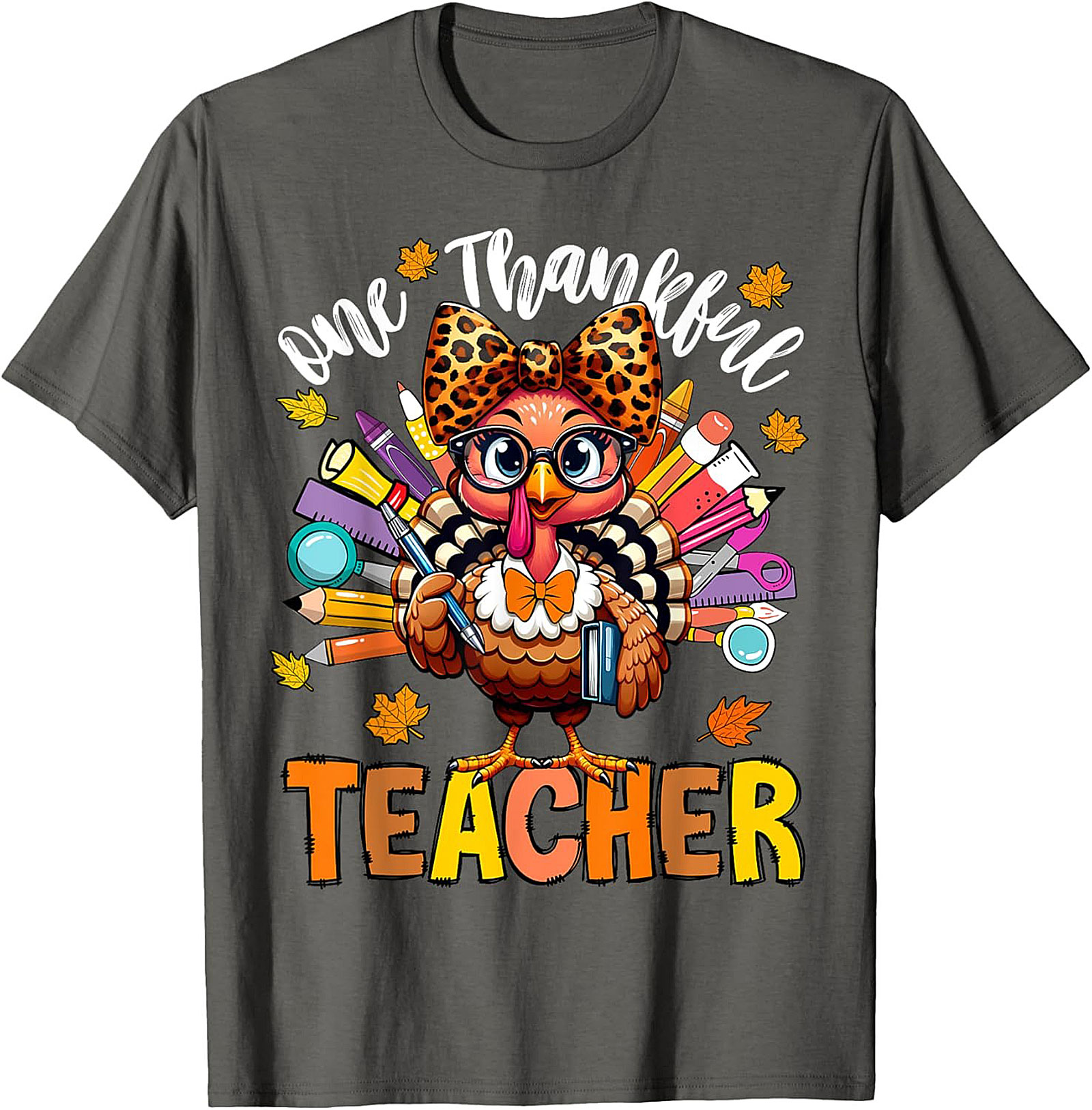 Thankful Teacher T-shirt Cute Turkey Funny Graphic Tee