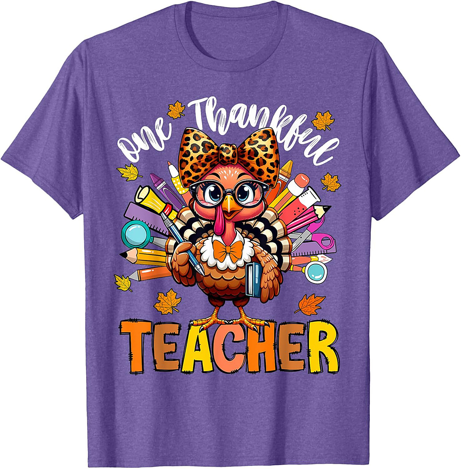 Thankful Teacher T-shirt Cute Turkey Funny Graphic Tee