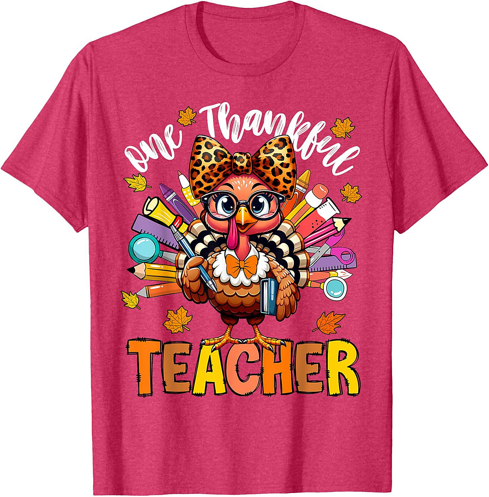 Thankful Teacher T-shirt Cute Turkey Funny Graphic Tee