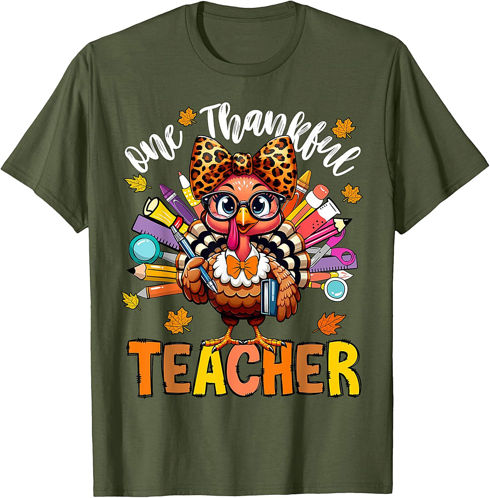 Thankful Teacher T-shirt Cute Turkey Funny Graphic Tee