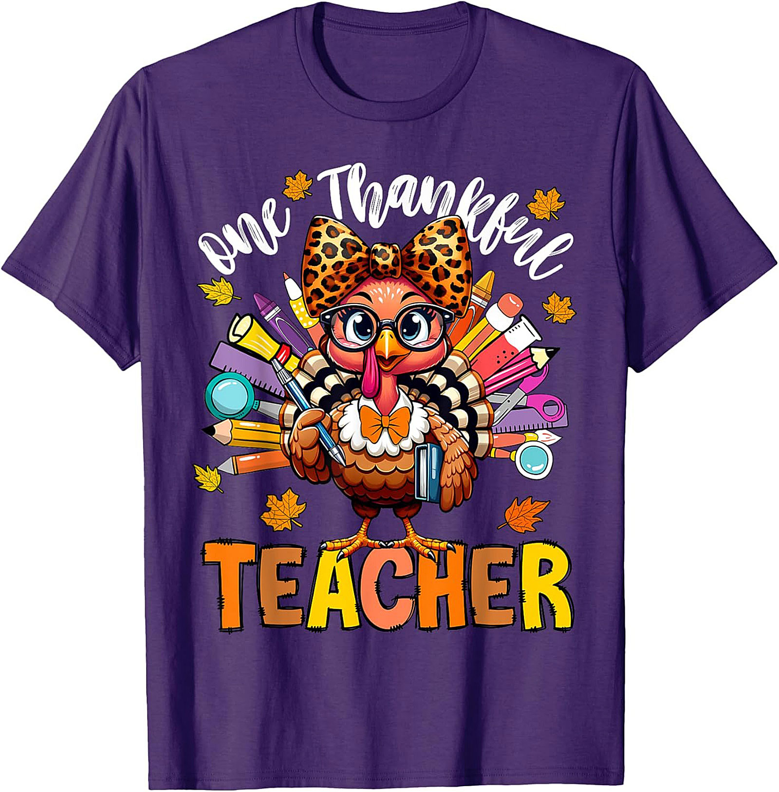 Thankful Teacher T-shirt Cute Turkey Funny Graphic Tee