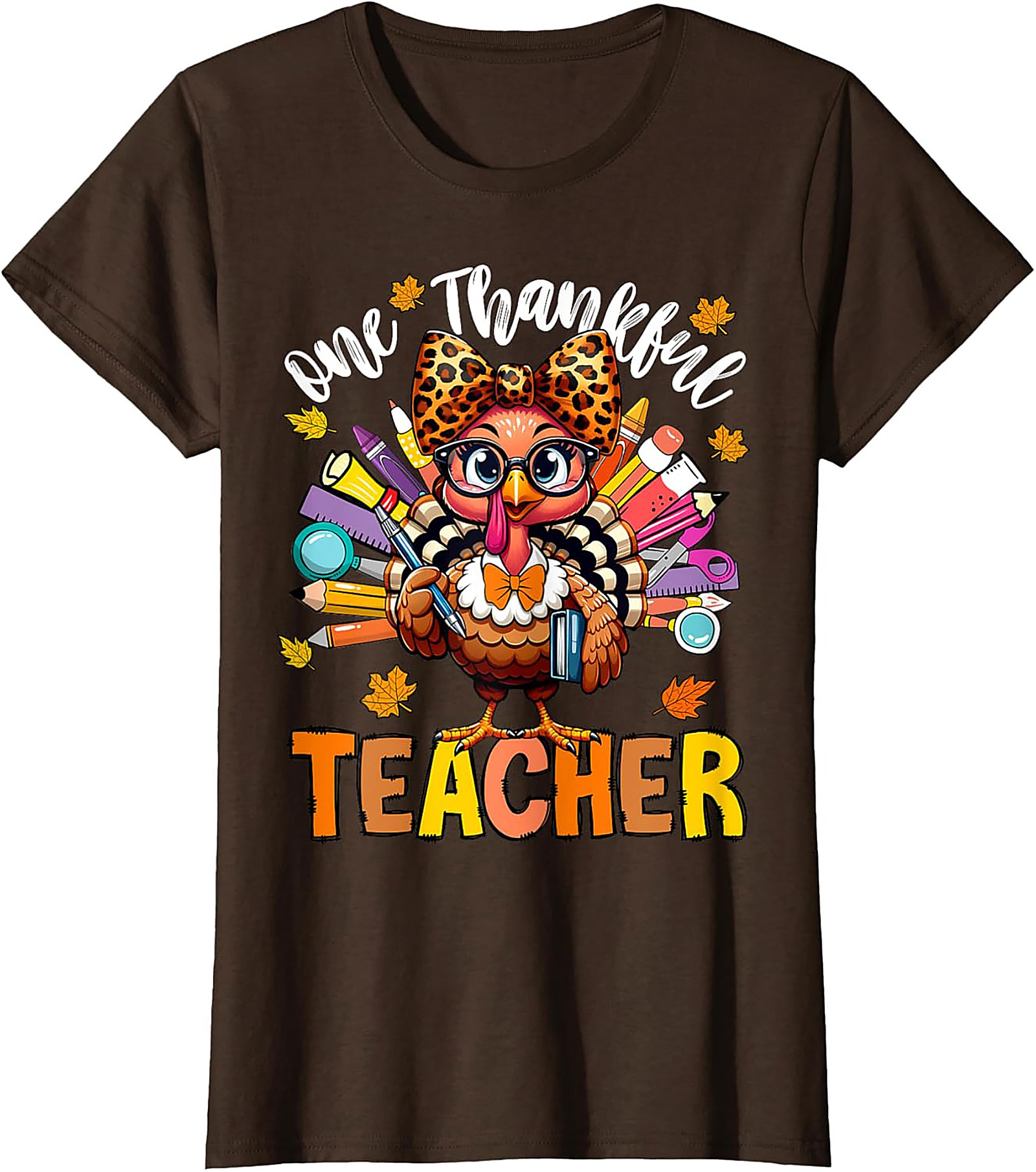 Thankful Teacher T-shirt Cute Turkey Funny Graphic Tee