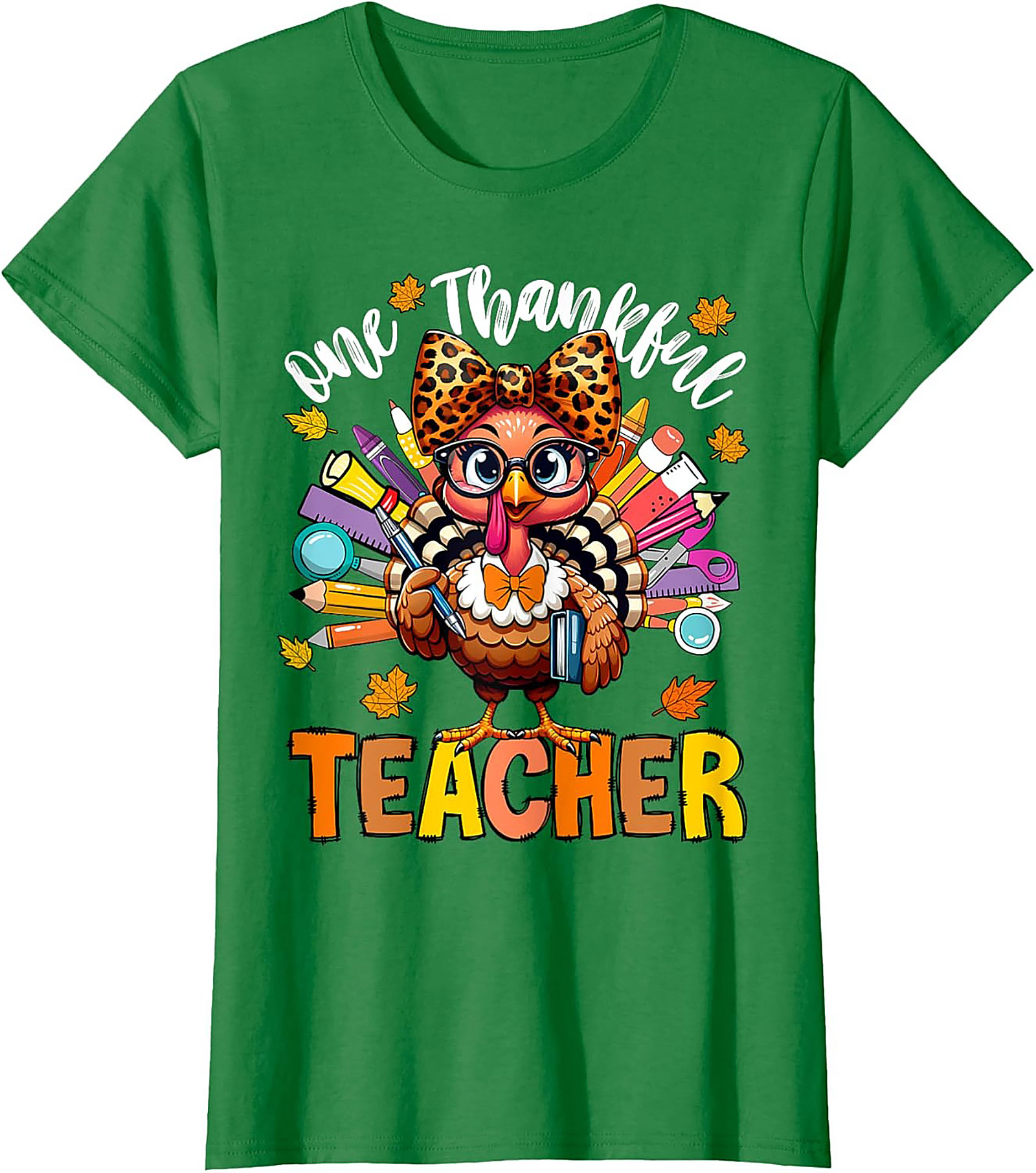 Thankful Teacher T-shirt Cute Turkey Funny Graphic Tee