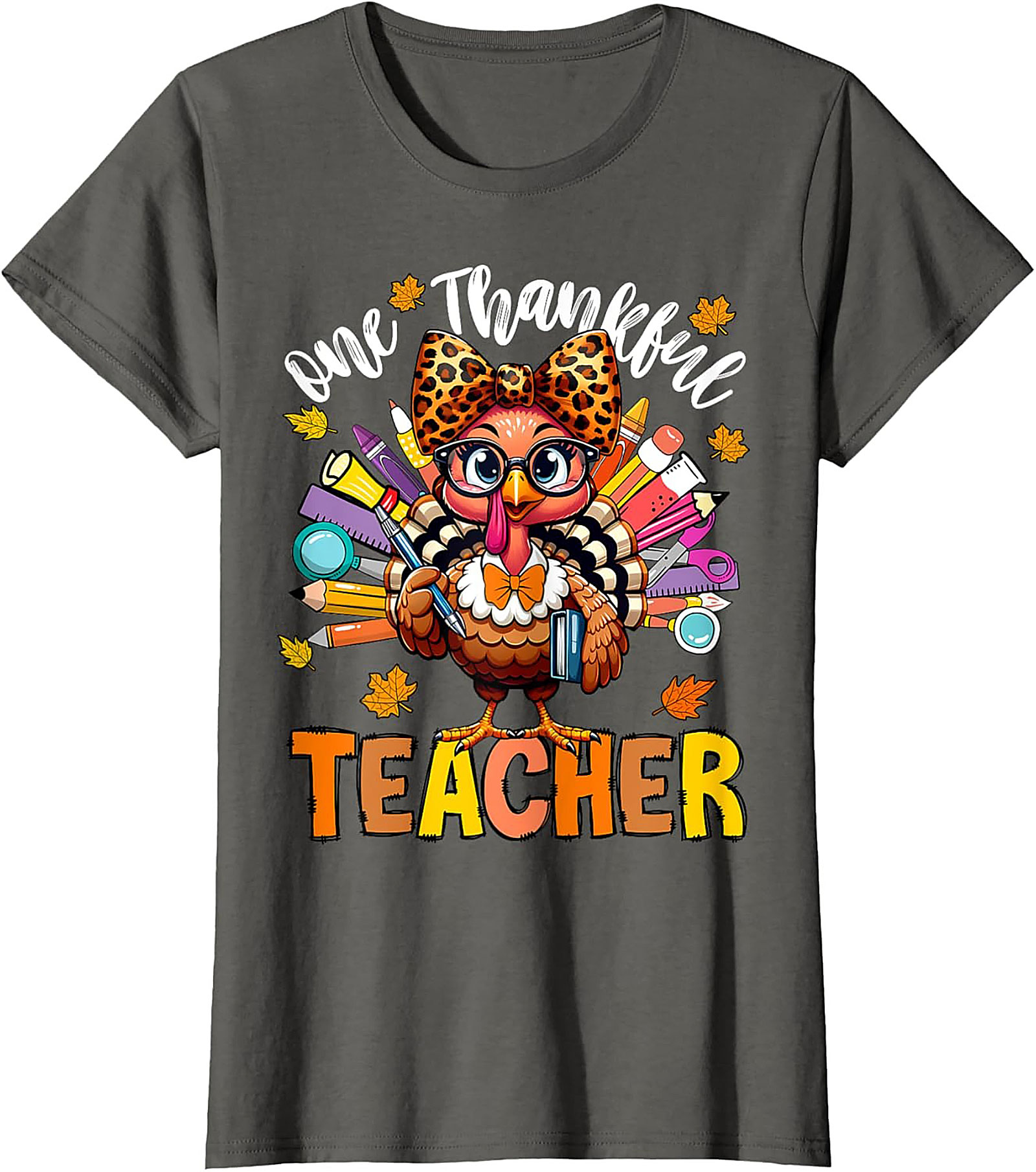 Thankful Teacher T-shirt Cute Turkey Funny Graphic Tee