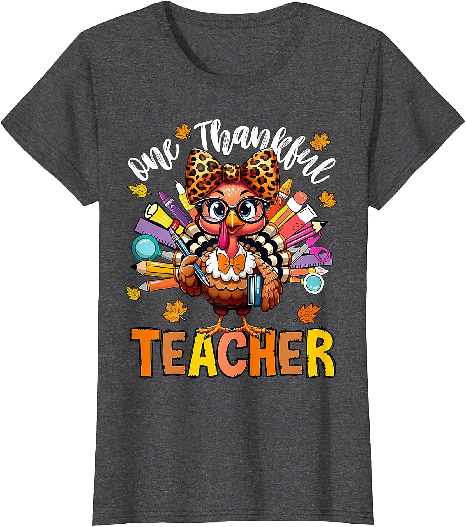 Thankful Teacher T-shirt Cute Turkey Funny Graphic Tee