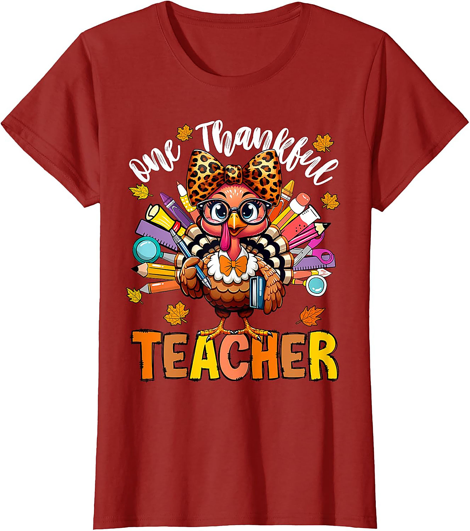 Thankful Teacher T-shirt Cute Turkey Funny Graphic Tee