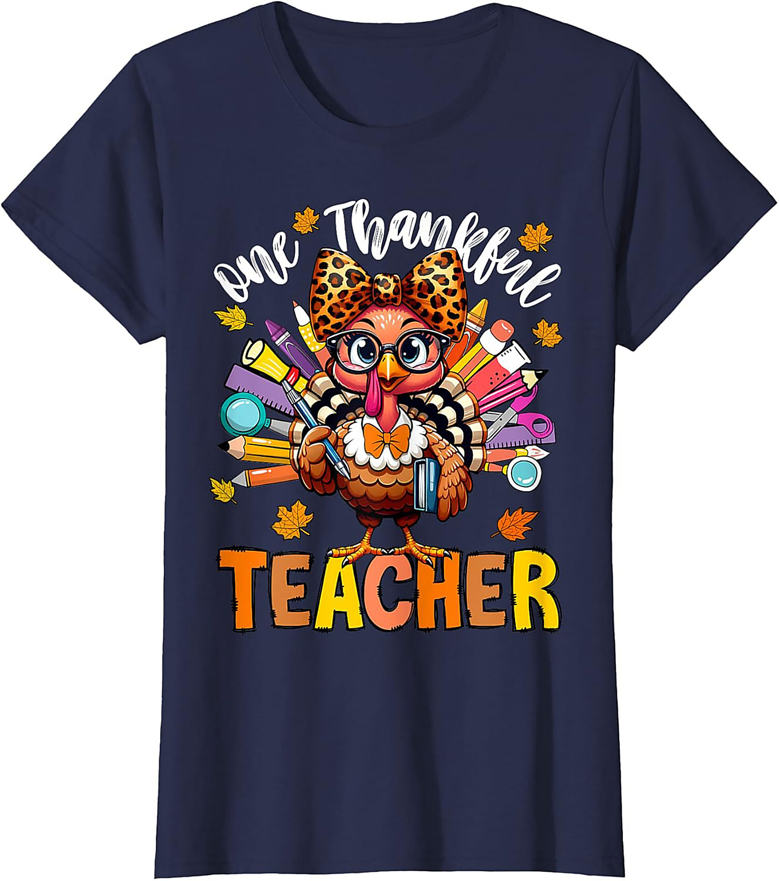 Thankful Teacher T-shirt Cute Turkey Funny Graphic Tee