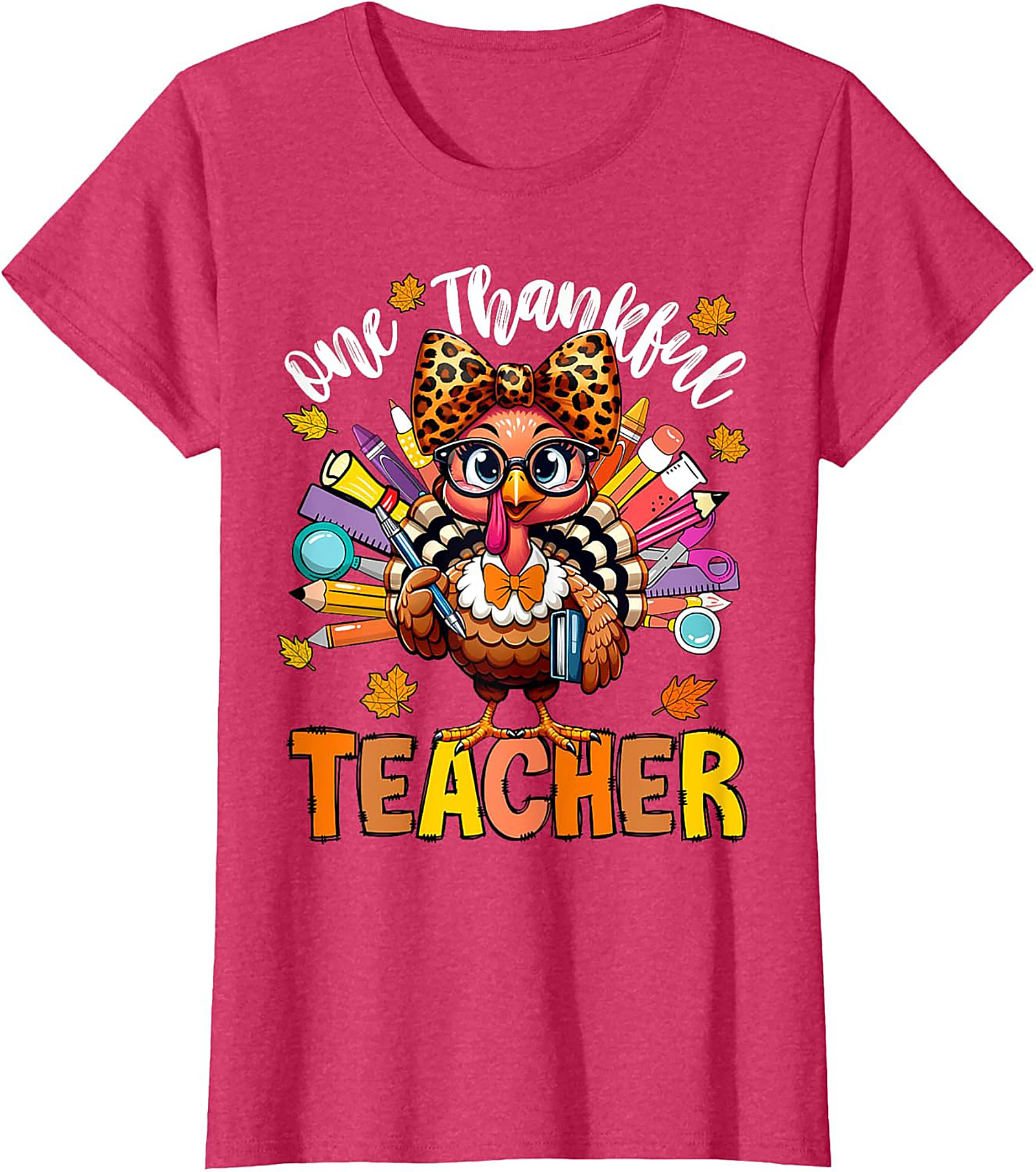 Thankful Teacher T-shirt Cute Turkey Funny Graphic Tee