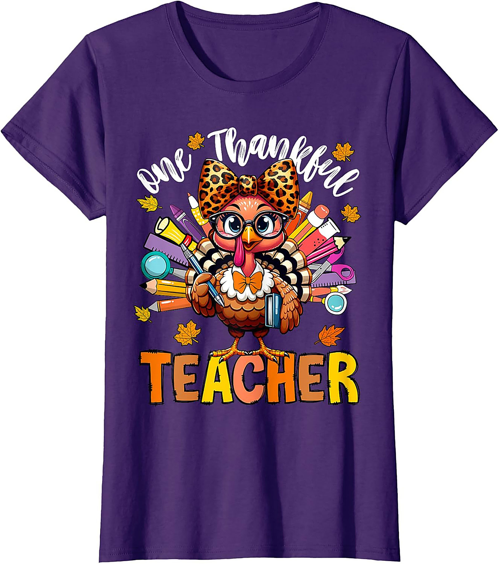 Thankful Teacher T-shirt Cute Turkey Funny Graphic Tee