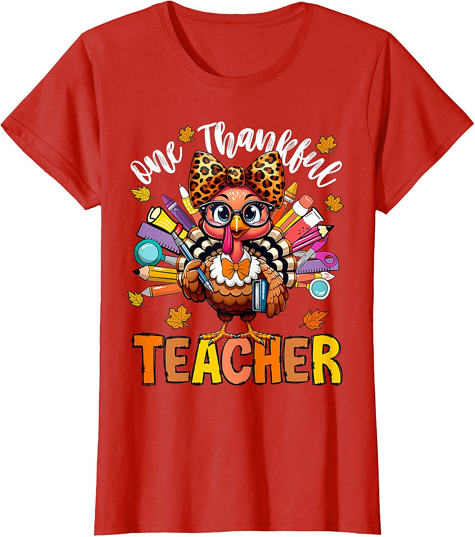 Thankful Teacher T-shirt Cute Turkey Funny Graphic Tee