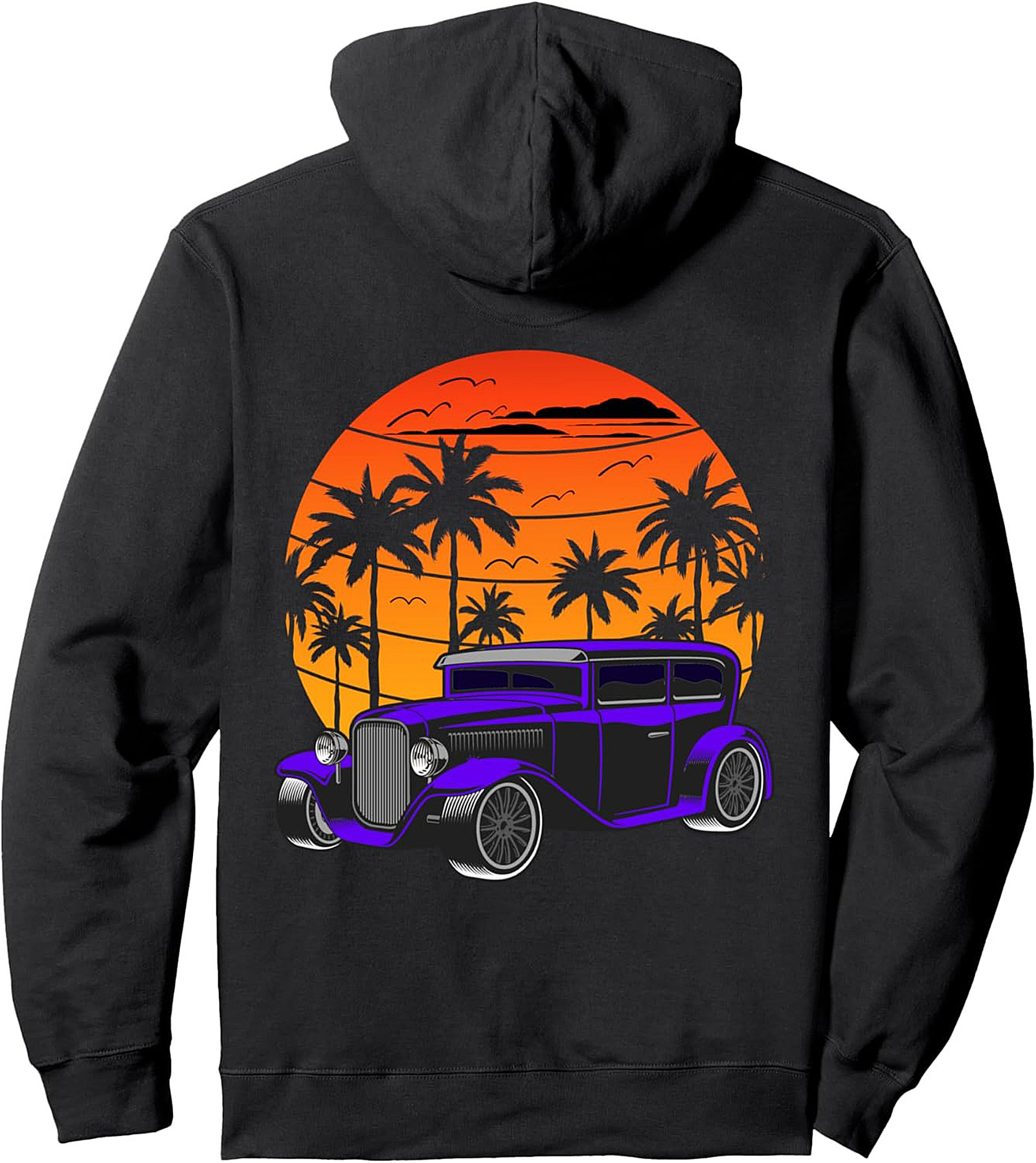 Hot Rod Sunset Graphic Tee Vintage Car Hoodie Unisex Tee