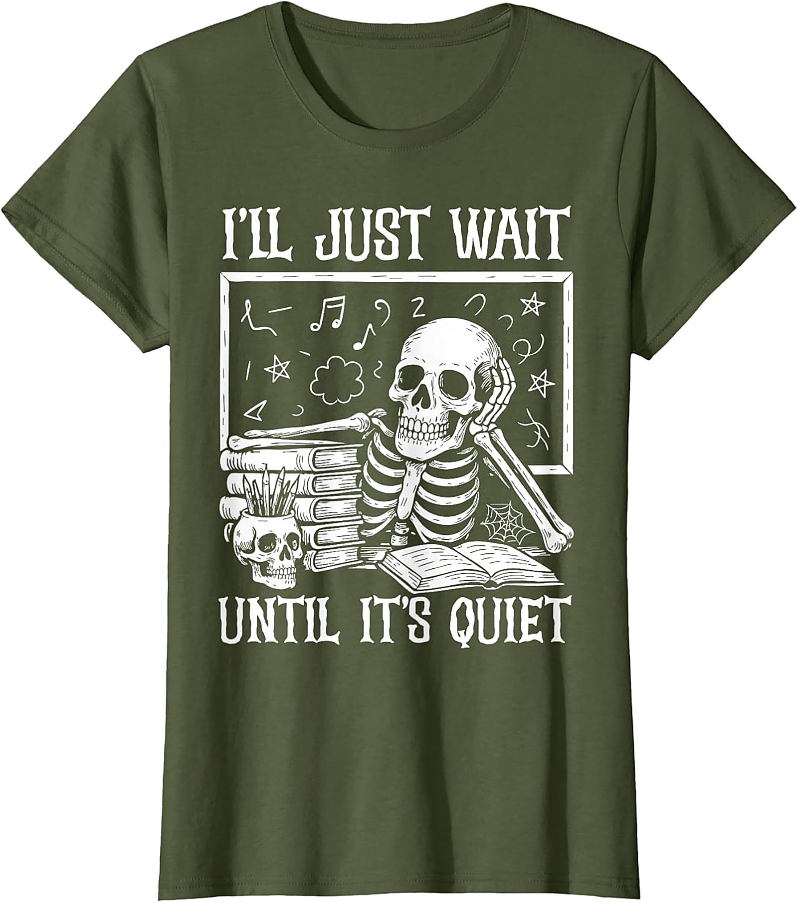 Funny Teacher Skeleton T-shirt Wait Until It's Quiet Tee