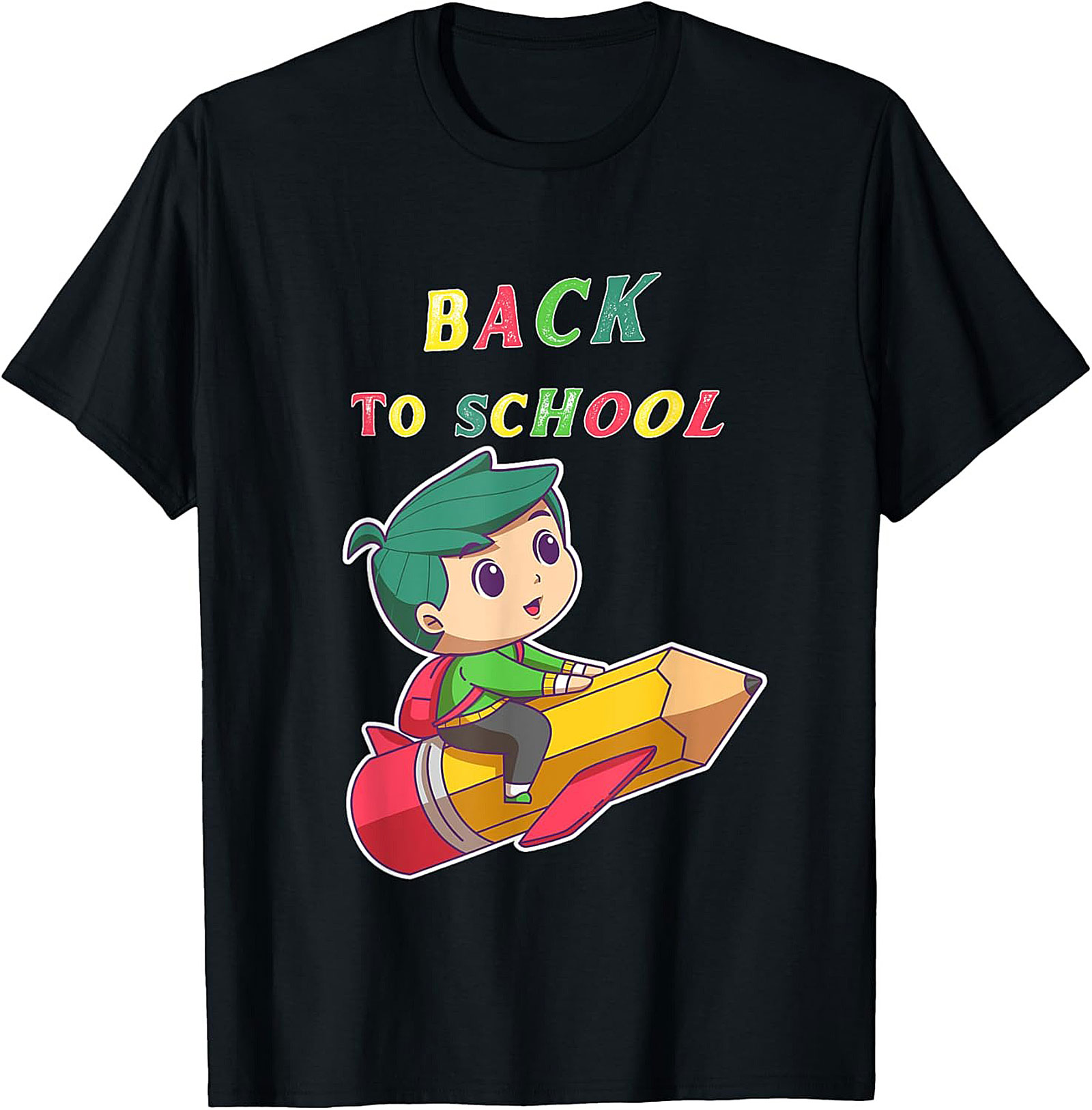 Back to School T-shirt: Student Riding Pencil Rocket Funny Graphic Tee