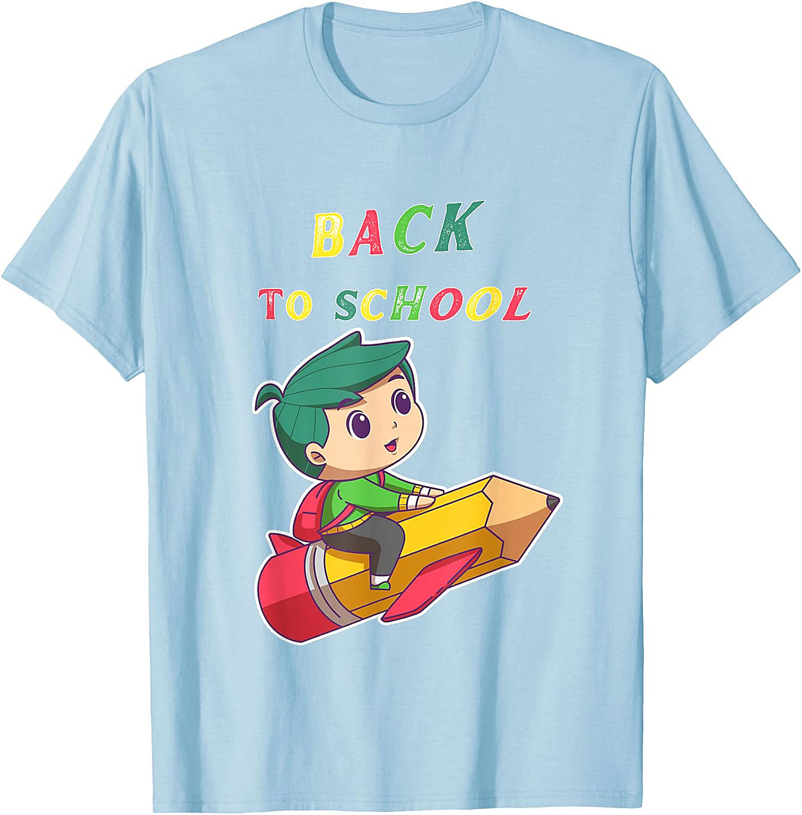 Back to School T-shirt: Student Riding Pencil Rocket Funny Graphic Tee