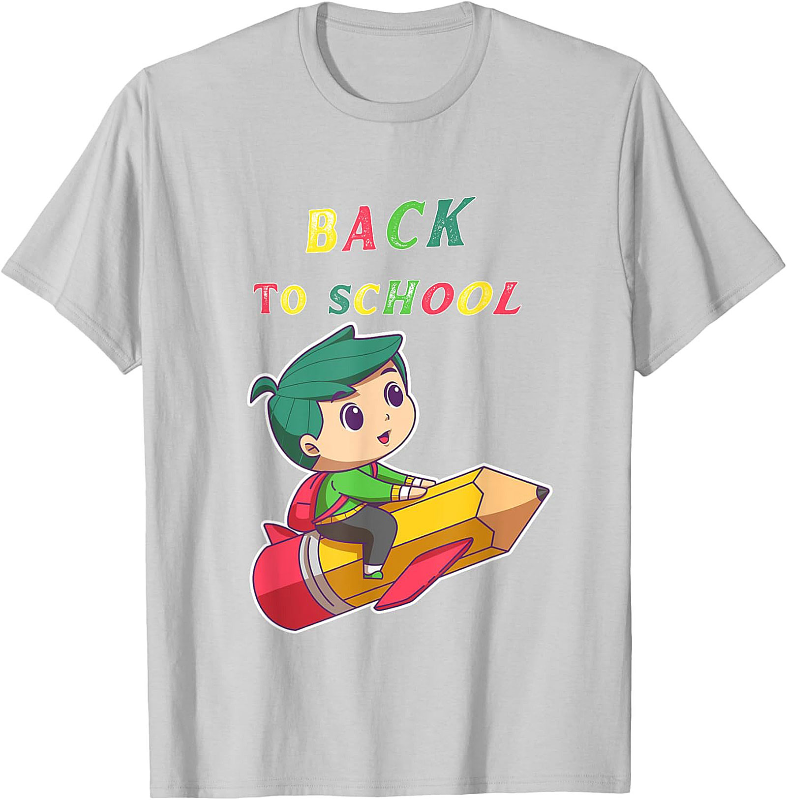 Back to School T-shirt: Student Riding Pencil Rocket Funny Graphic Tee