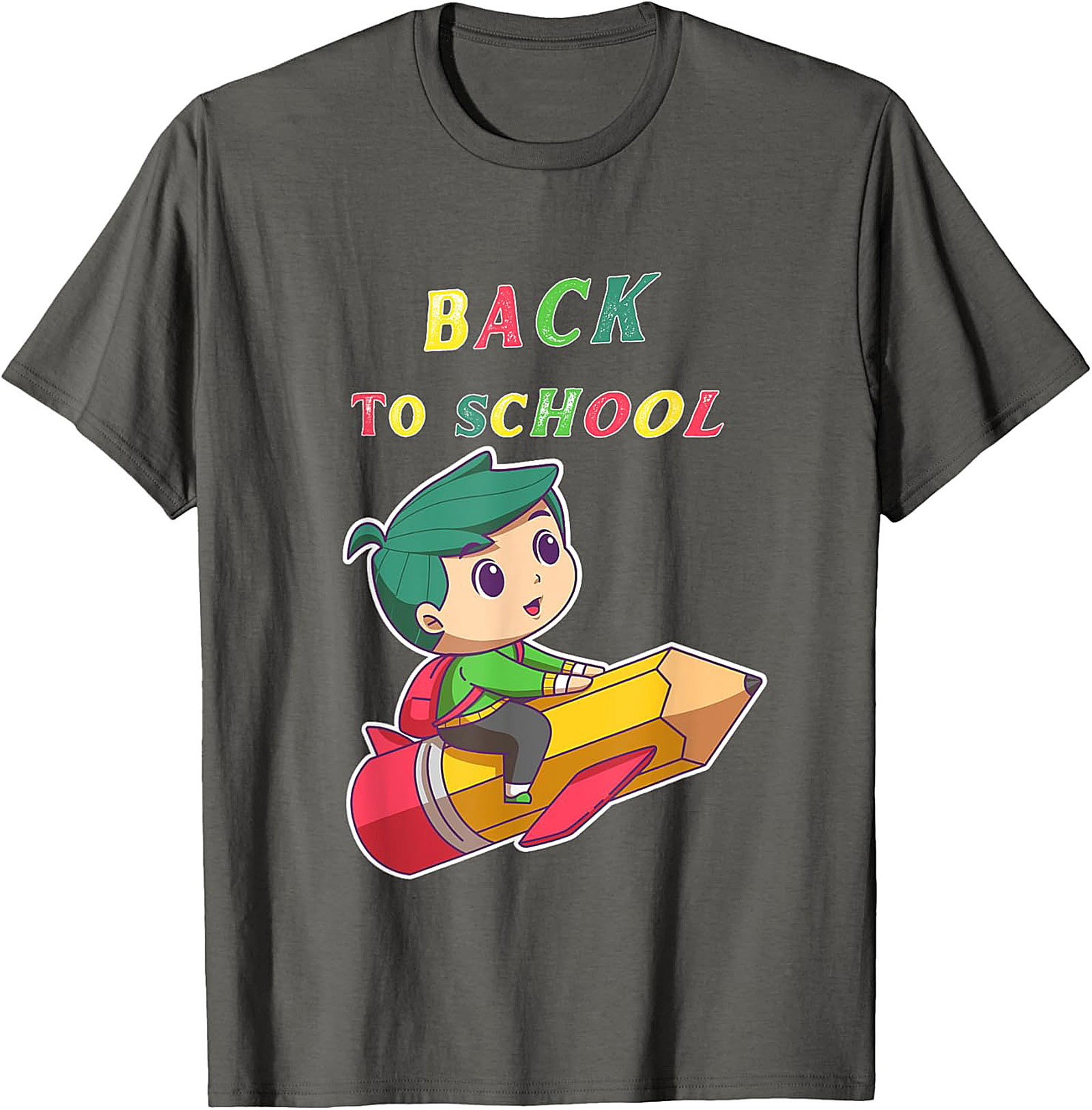 Back to School T-shirt: Student Riding Pencil Rocket Funny Graphic Tee