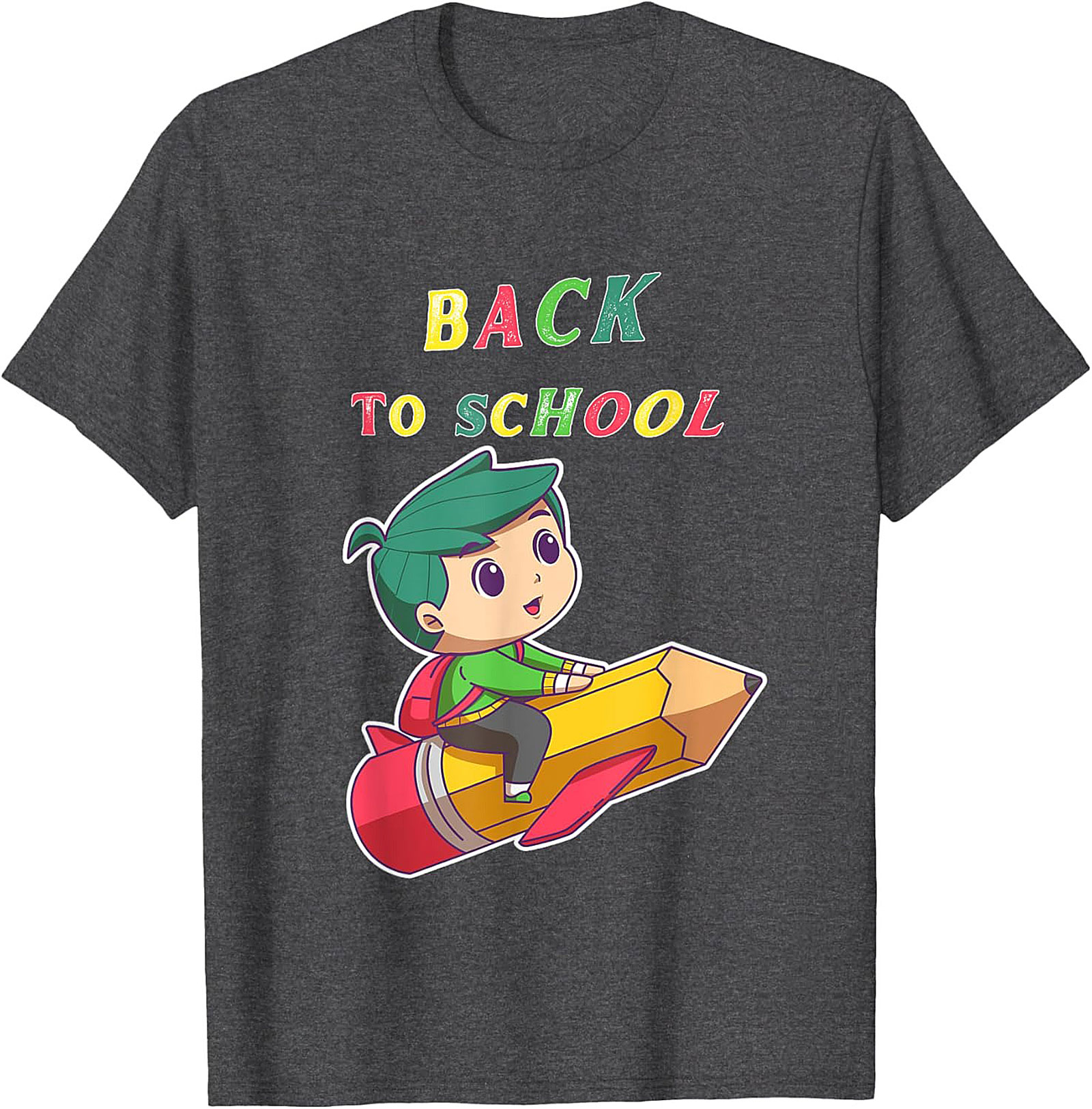 Back to School T-shirt: Student Riding Pencil Rocket Funny Graphic Tee
