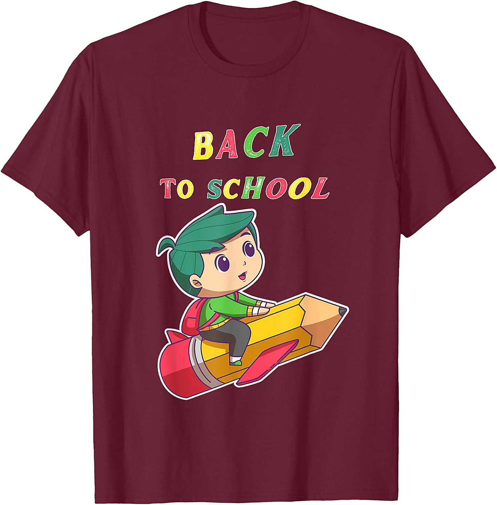 Back to School T-shirt: Student Riding Pencil Rocket Funny Graphic Tee