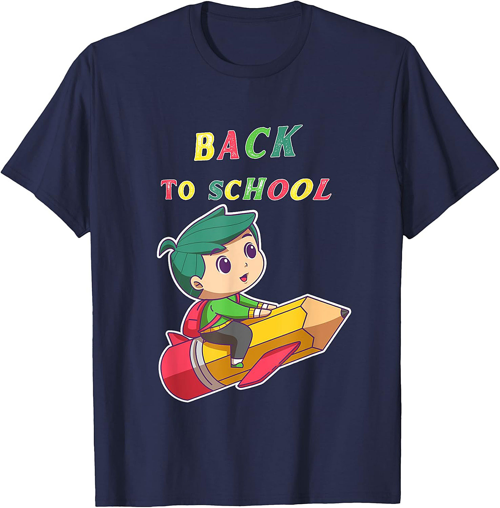 Back to School T-shirt: Student Riding Pencil Rocket Funny Graphic Tee