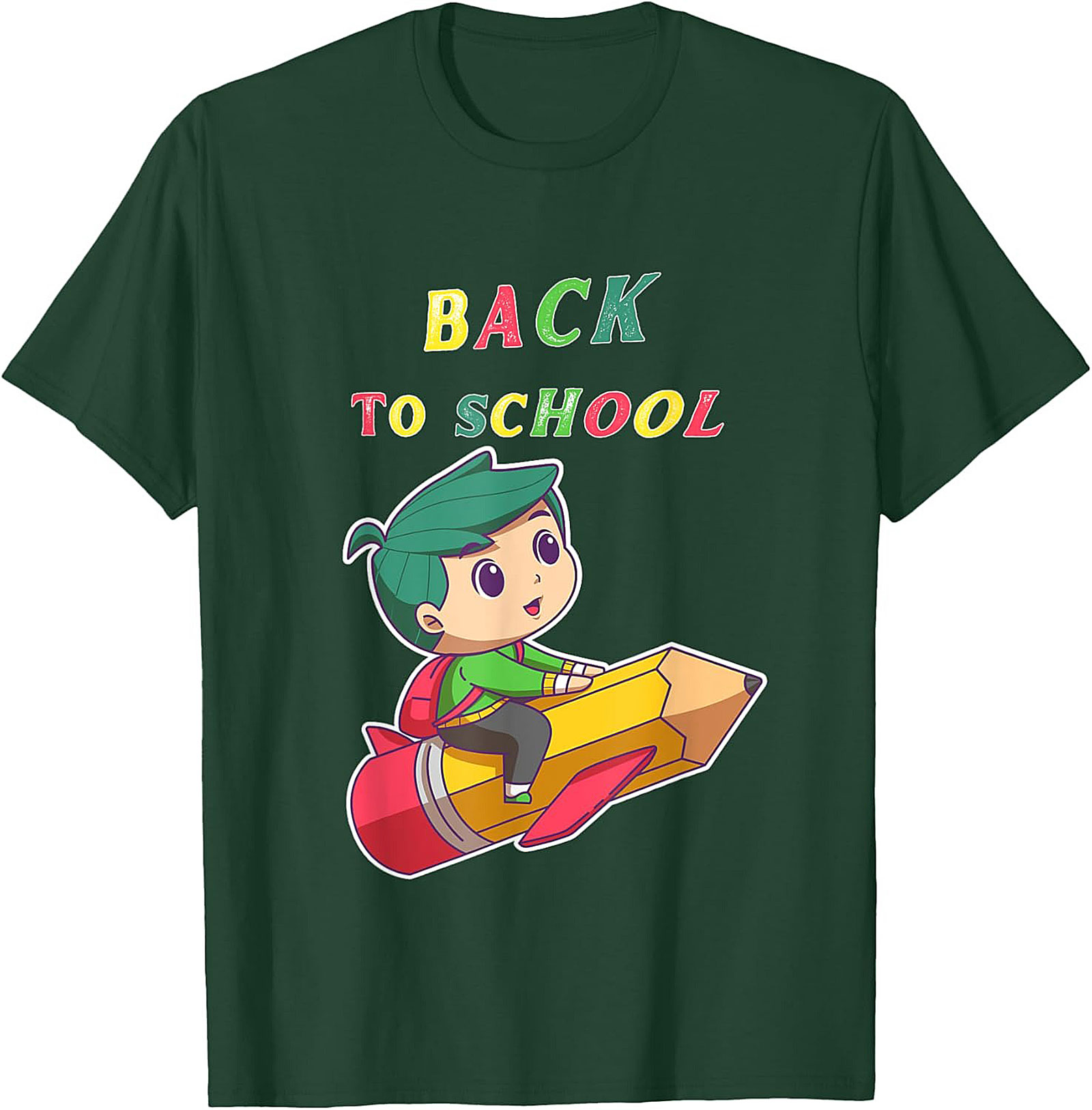 Back to School T-shirt: Student Riding Pencil Rocket Funny Graphic Tee