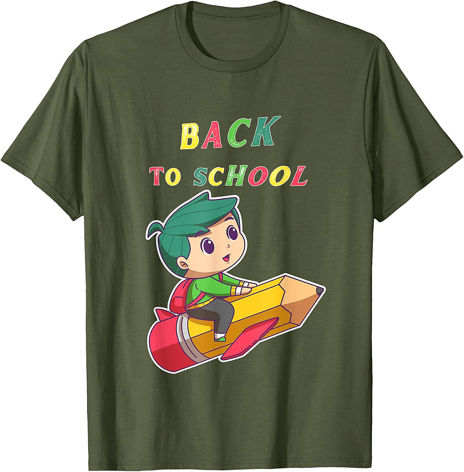 Back to School T-shirt: Student Riding Pencil Rocket Funny Graphic Tee