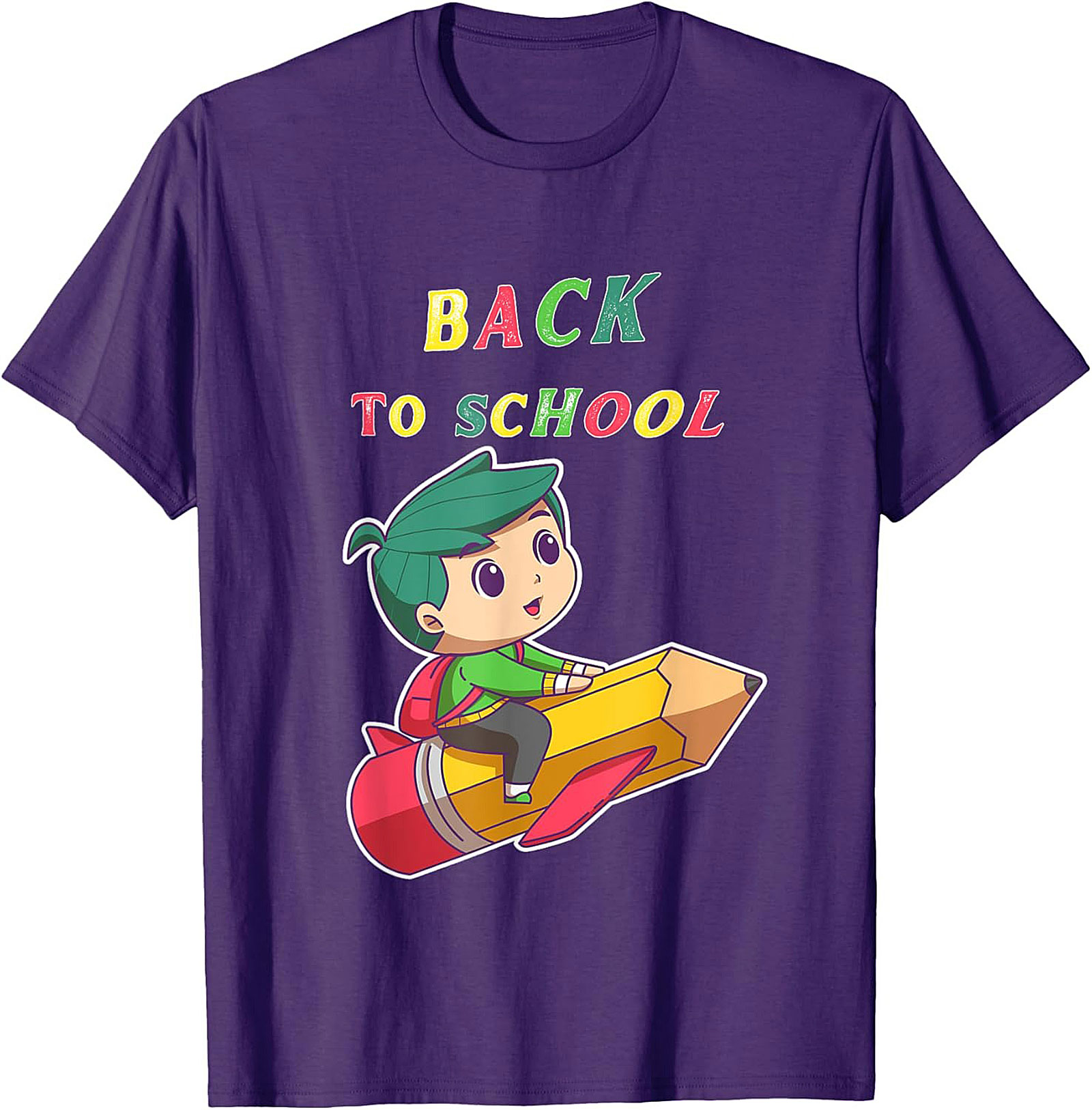 Back to School T-shirt: Student Riding Pencil Rocket Funny Graphic Tee