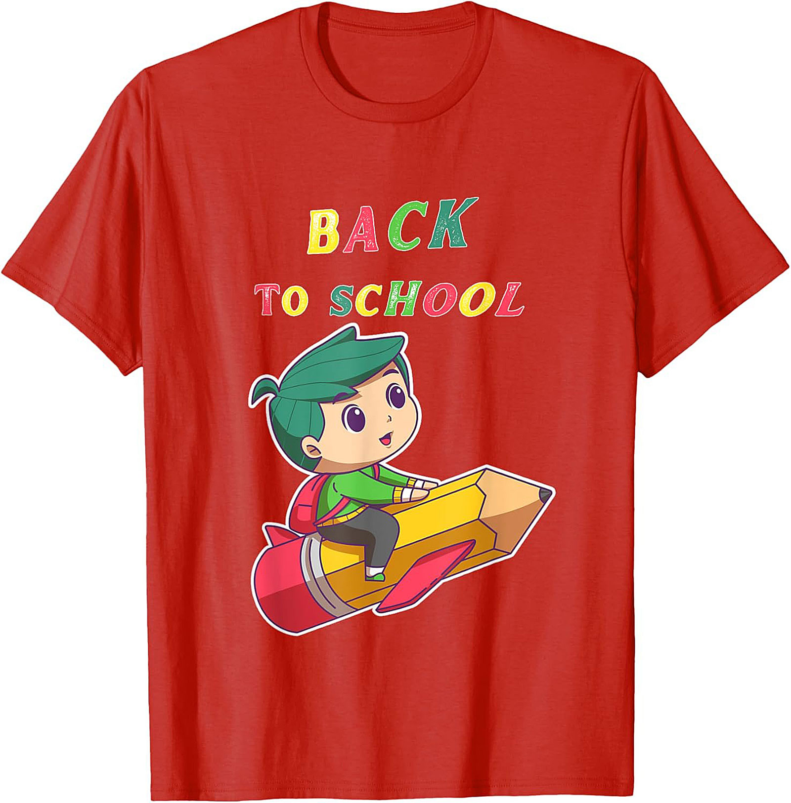 Back to School T-shirt: Student Riding Pencil Rocket Funny Graphic Tee
