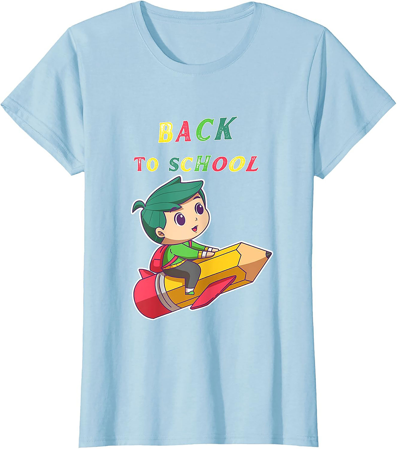 Back to School T-shirt: Student Riding Pencil Rocket Funny Graphic Tee
