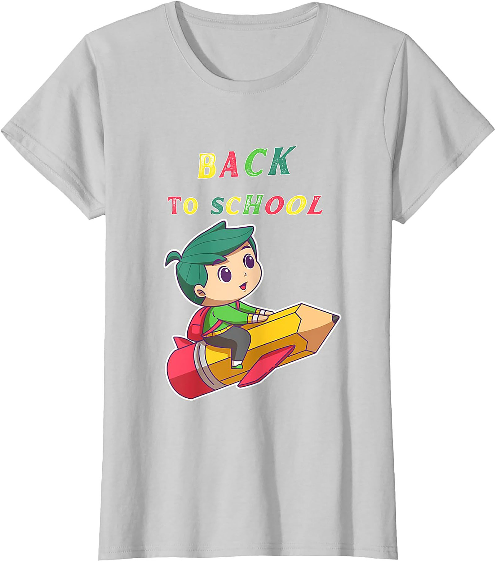Back to School T-shirt: Student Riding Pencil Rocket Funny Graphic Tee