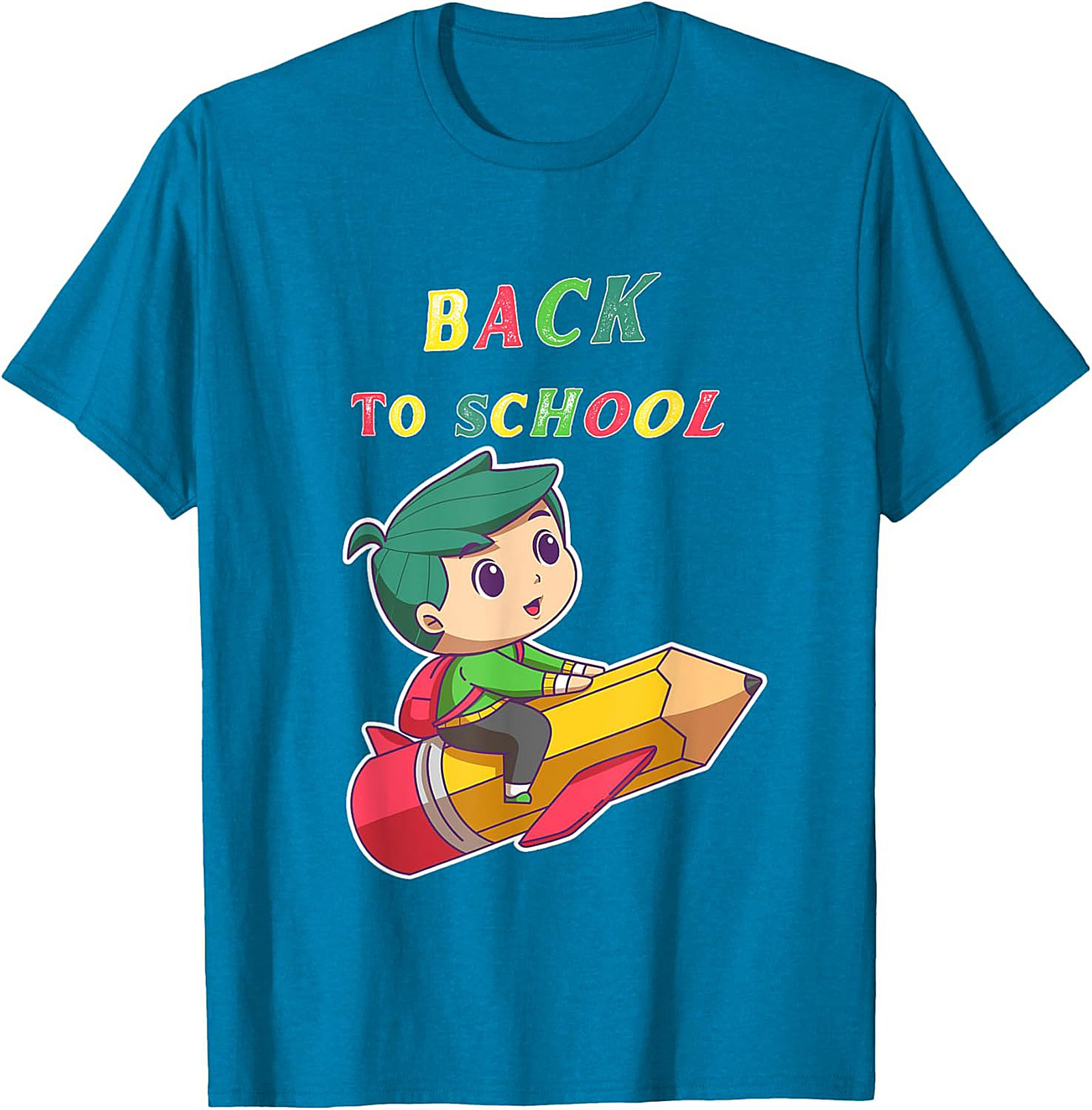 Back to School T-shirt: Student Riding Pencil Rocket Funny Graphic Tee