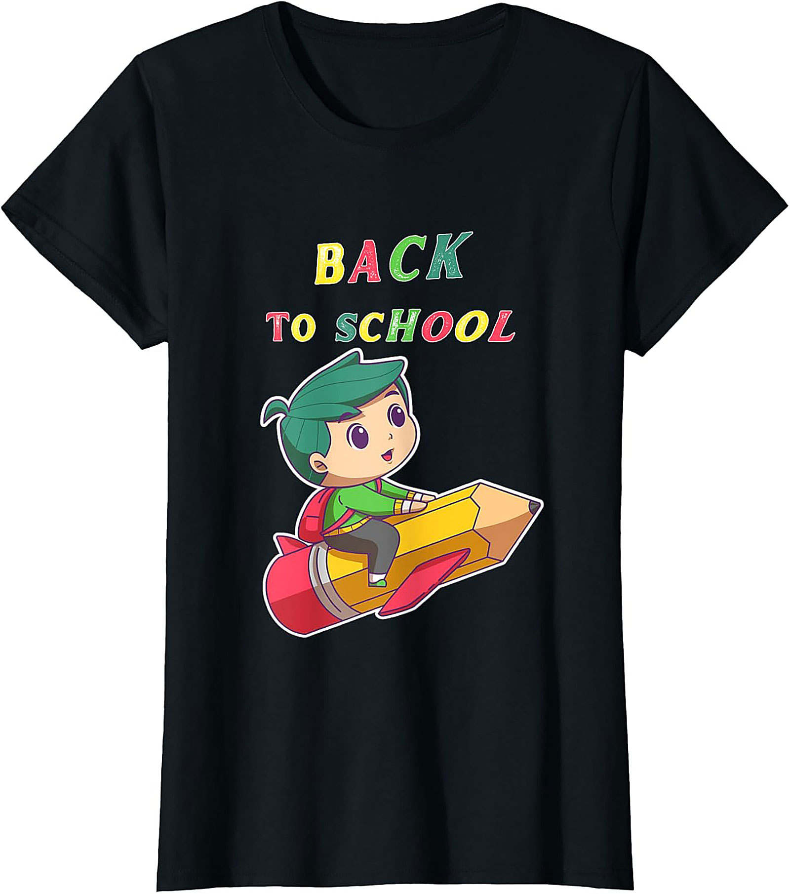 Back to School T-shirt: Student Riding Pencil Rocket Funny Graphic Tee