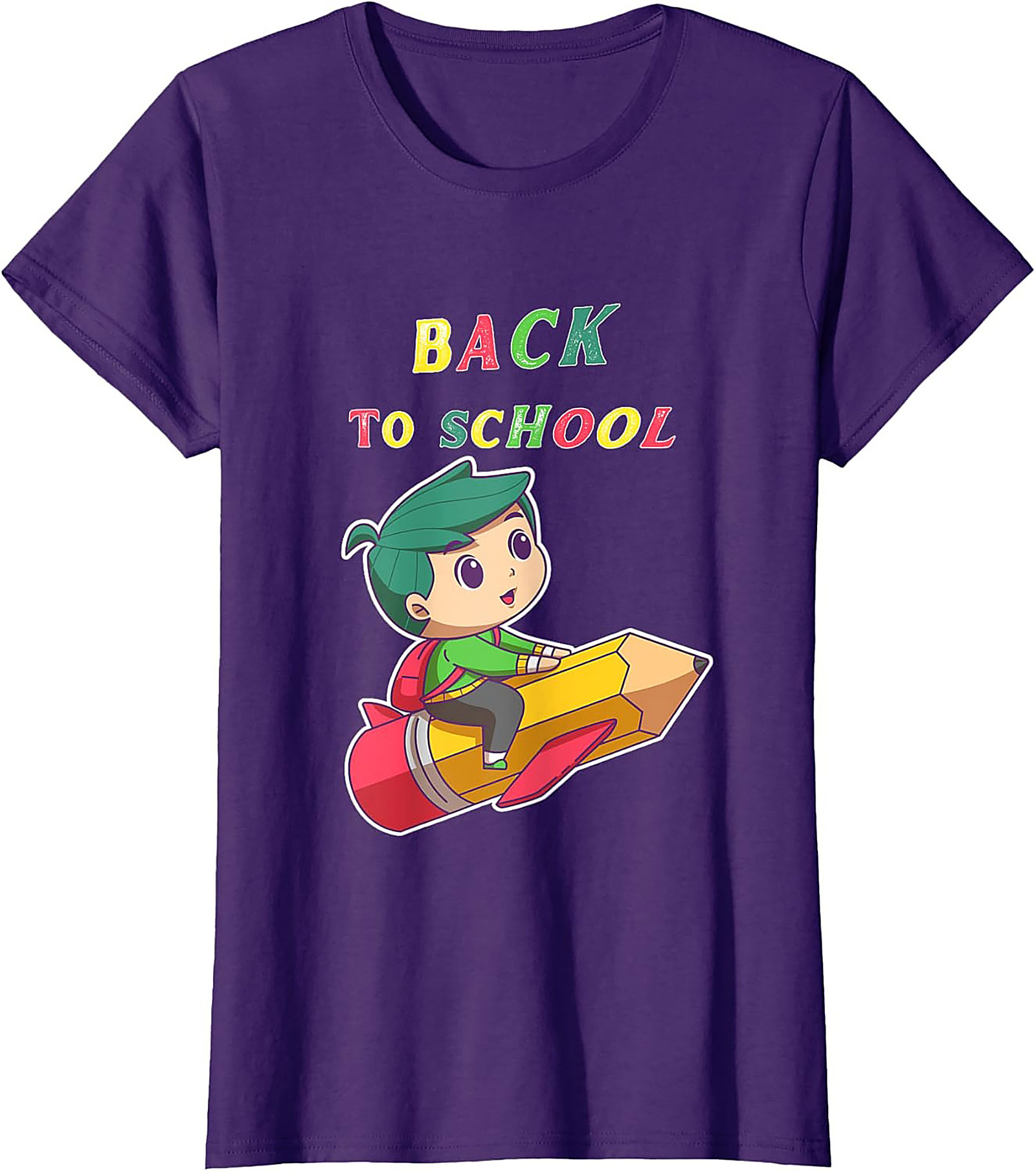 Back to School T-shirt: Student Riding Pencil Rocket Funny Graphic Tee