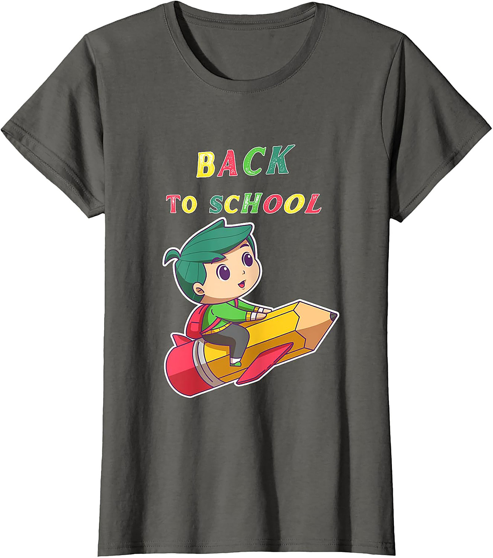 Back to School T-shirt: Student Riding Pencil Rocket Funny Graphic Tee