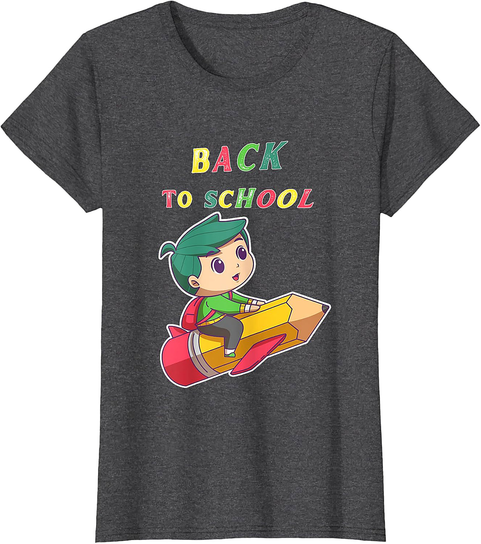 Back to School T-shirt: Student Riding Pencil Rocket Funny Graphic Tee
