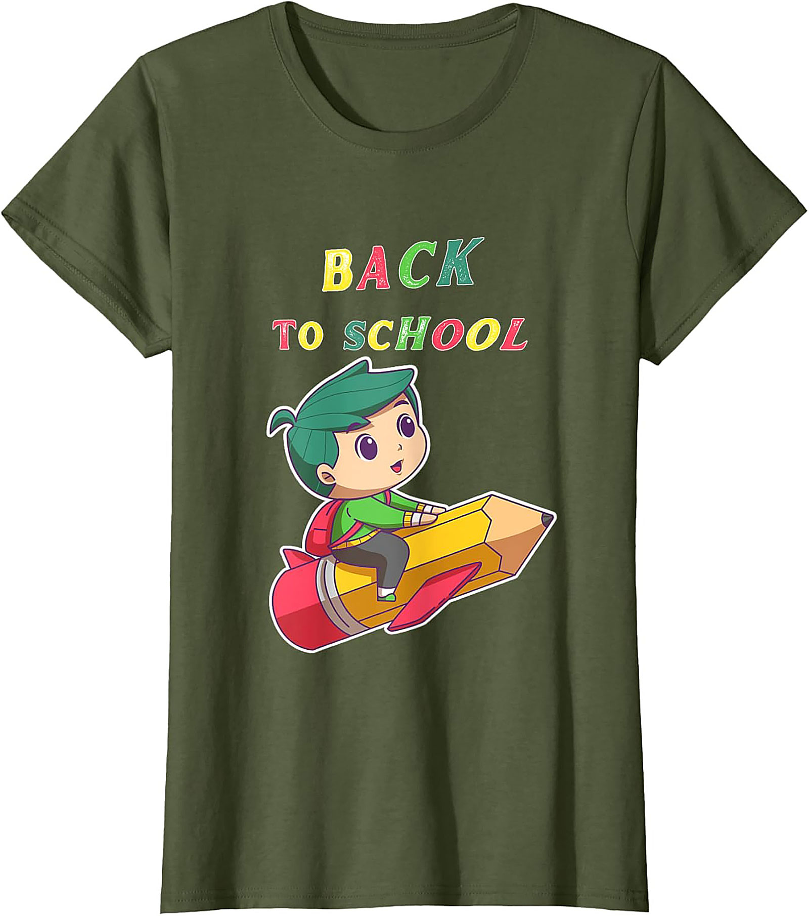 Back to School T-shirt: Student Riding Pencil Rocket Funny Graphic Tee