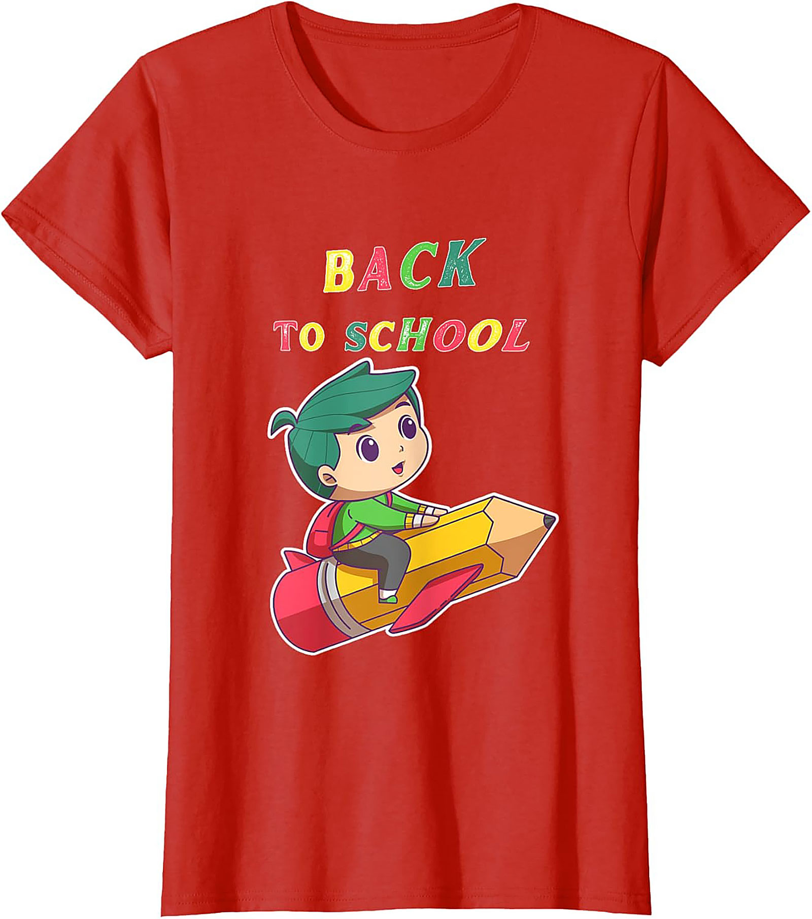 Back to School T-shirt: Student Riding Pencil Rocket Funny Graphic Tee