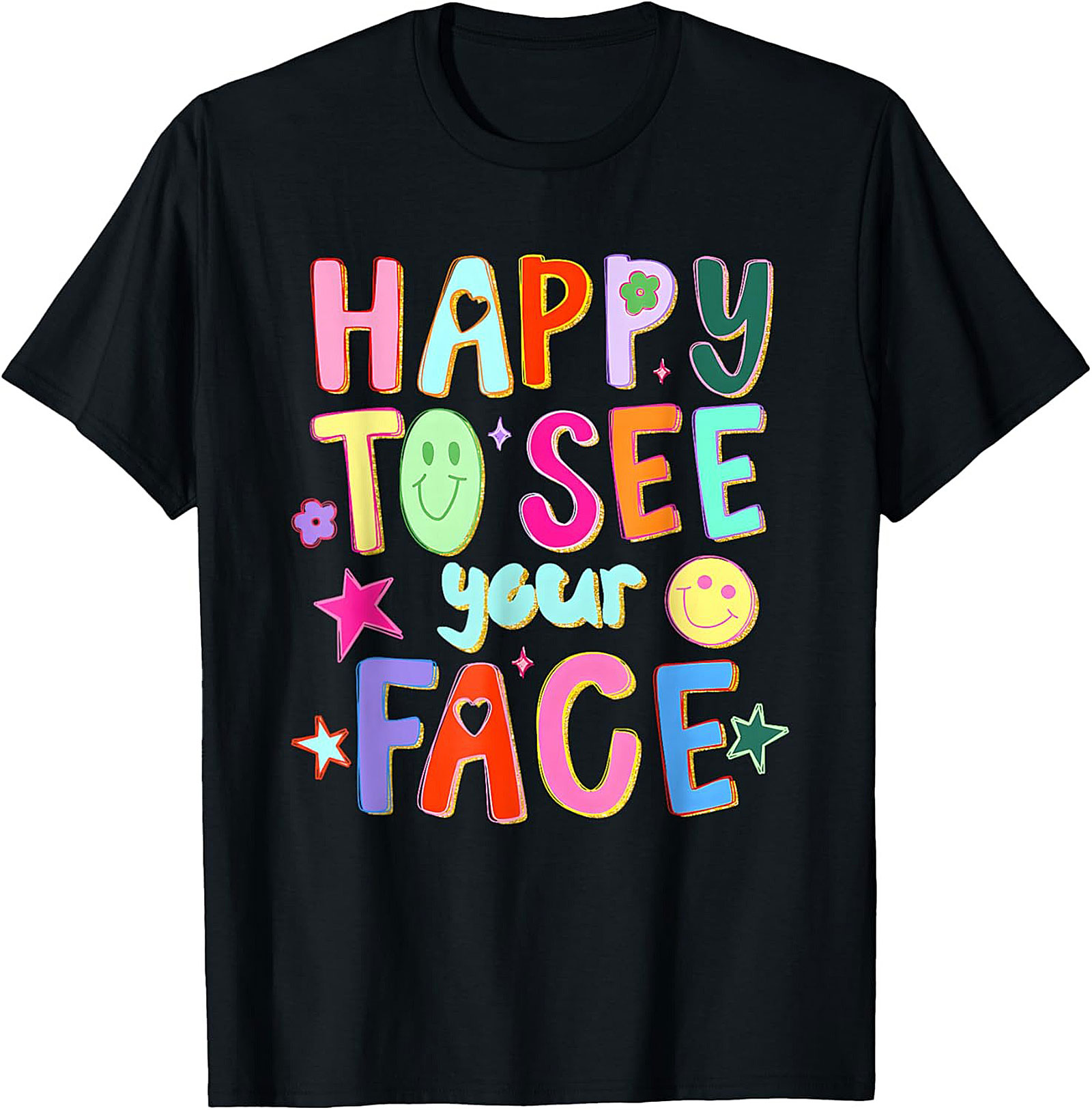 Happy Face Graphic Tee Retro Positive Unisex Shirt Gift