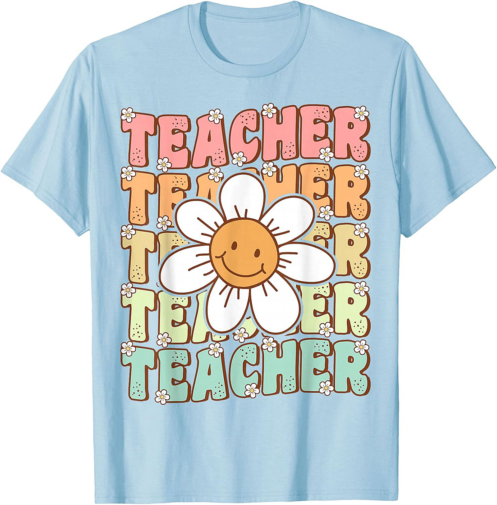 Groovy Teacher T-shirt Retro Smiley Face Graphic Tee