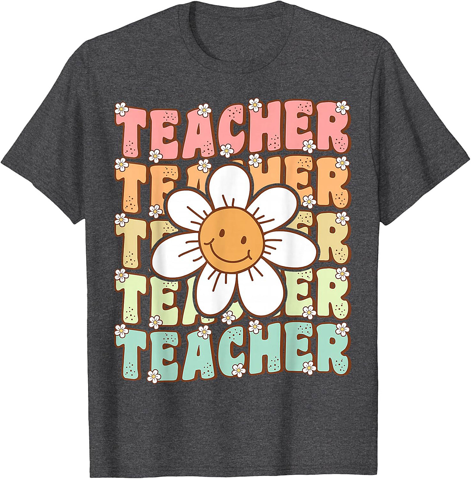 Groovy Teacher T-shirt Retro Smiley Face Graphic Tee