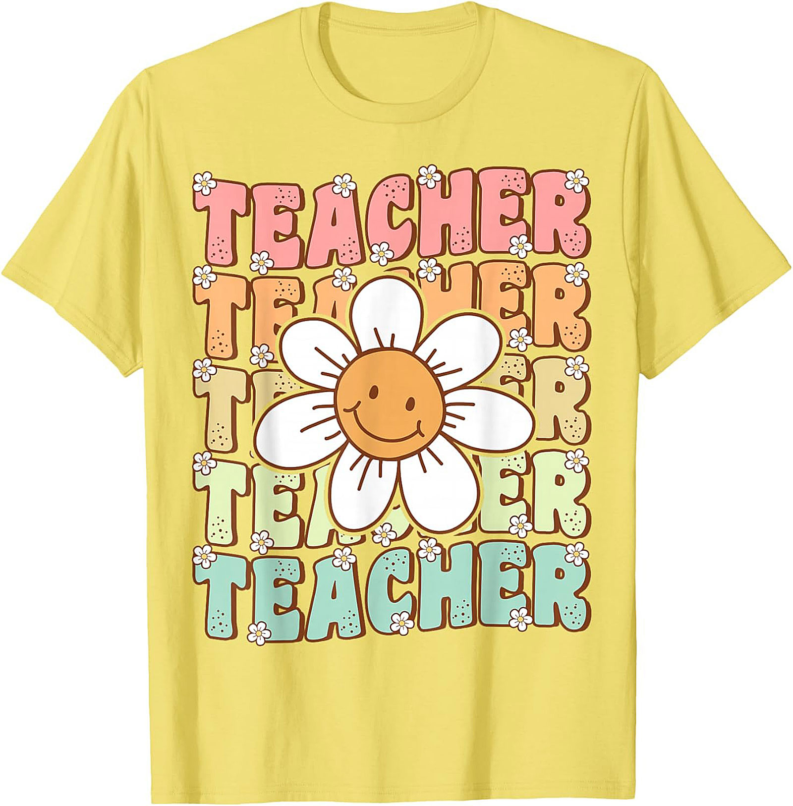 Groovy Teacher T-shirt Retro Smiley Face Graphic Tee